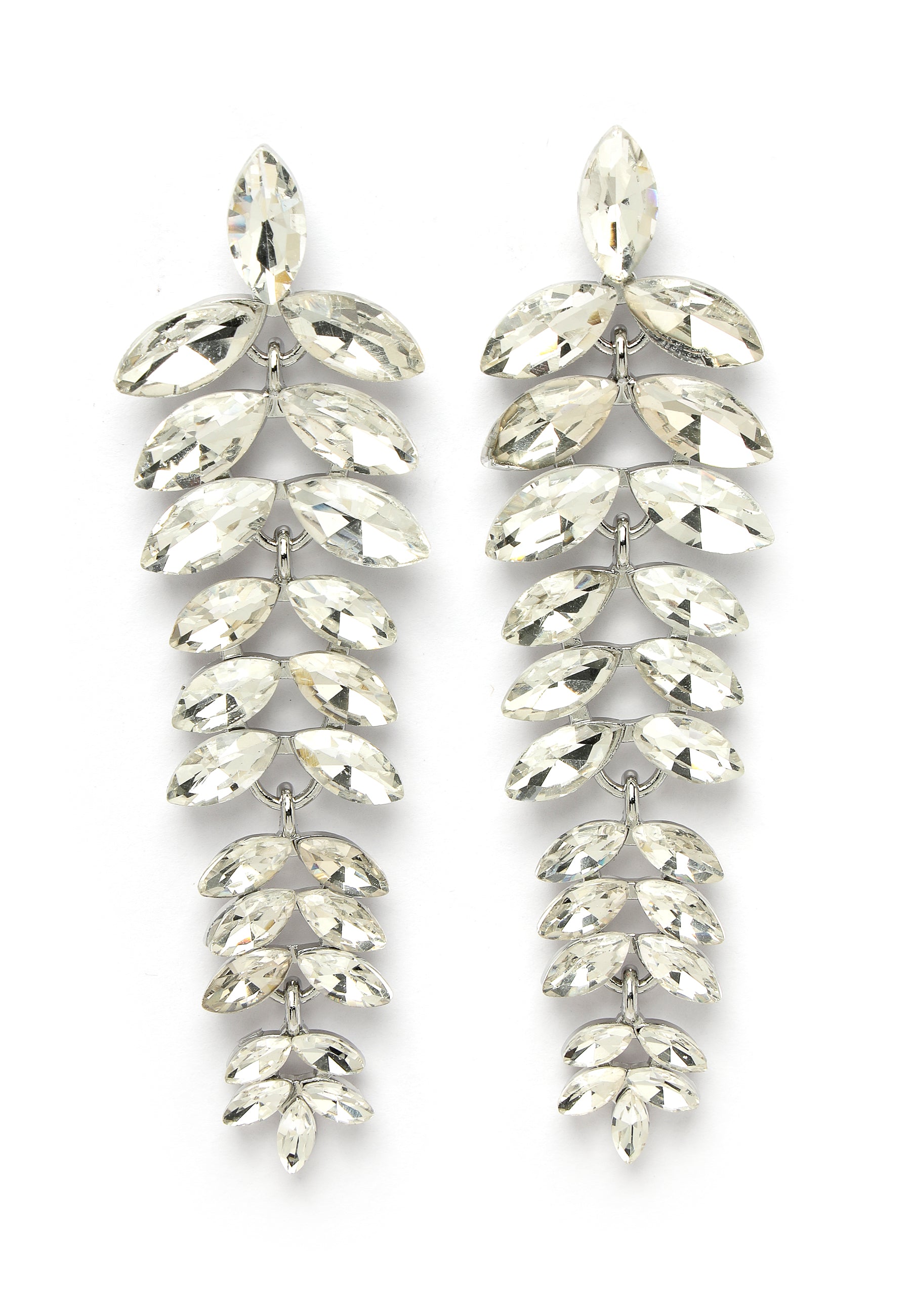 Purple Multicolored Cascading Leaf-Shaped Drop Earrings