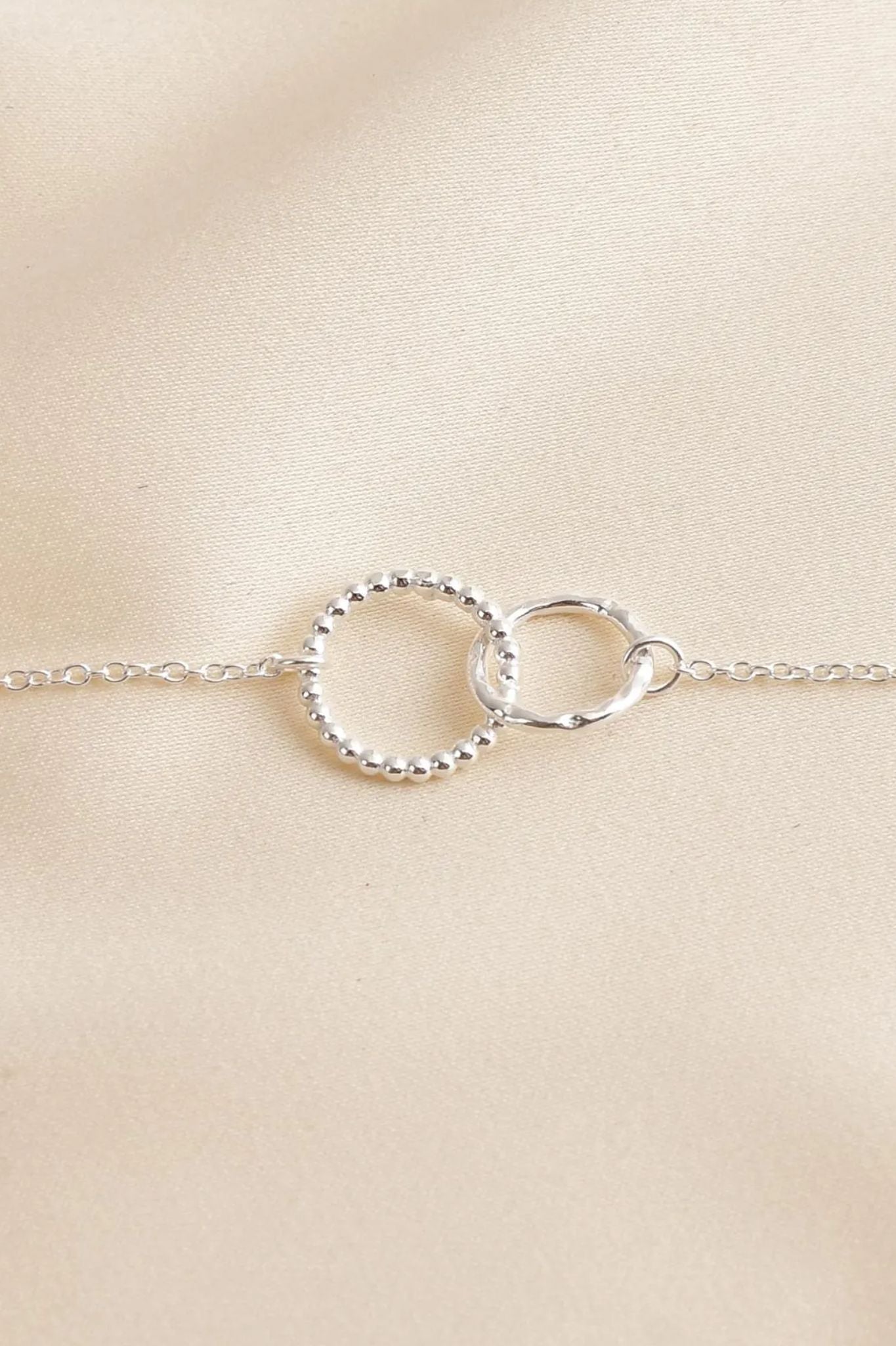 Silver Sterling Silver Dual Circle Dainty Bracelet, Image 2 of 3