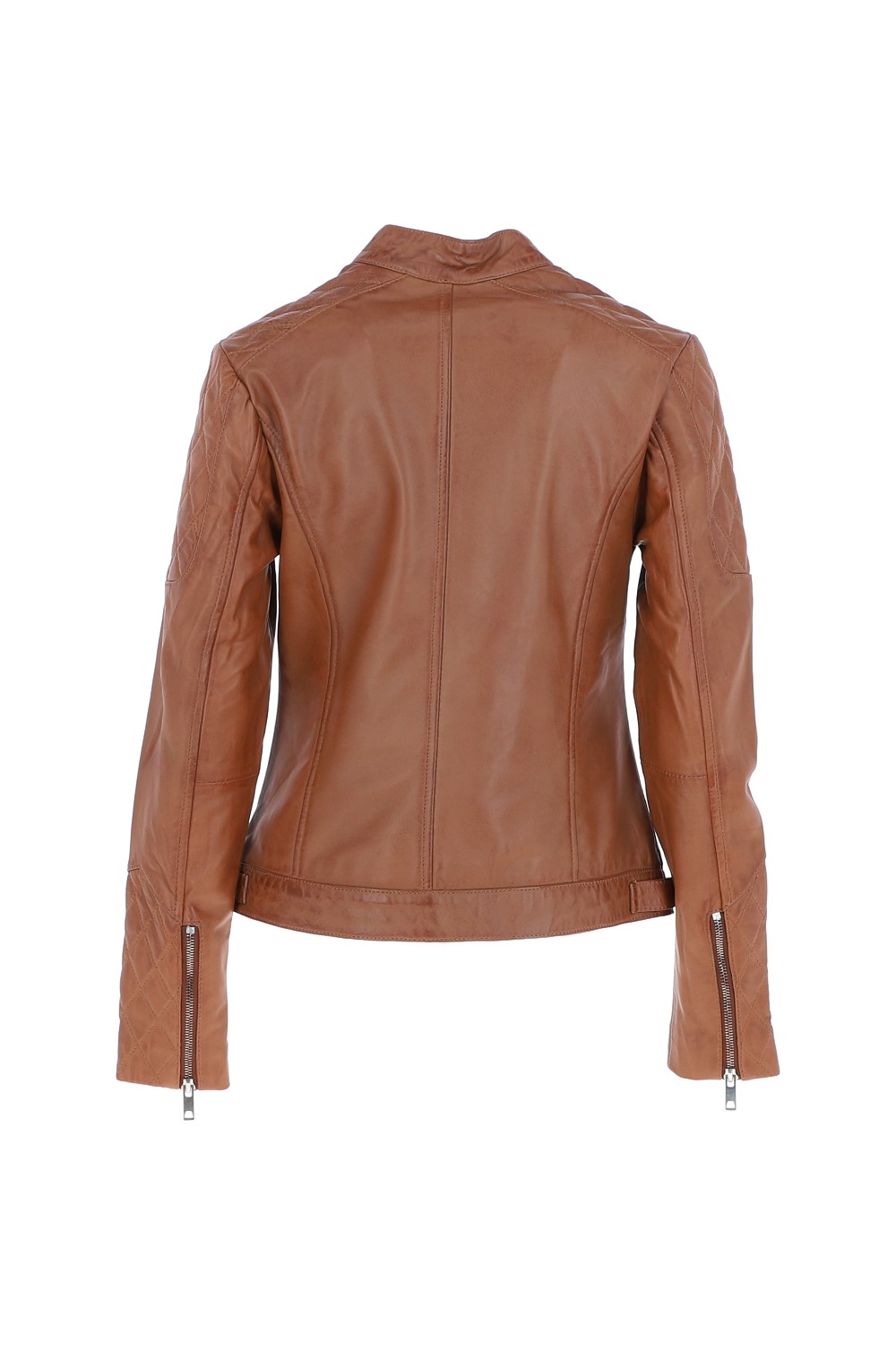 Tan 'Kore' Real Leather Biker Jacket, Image 4 of 5