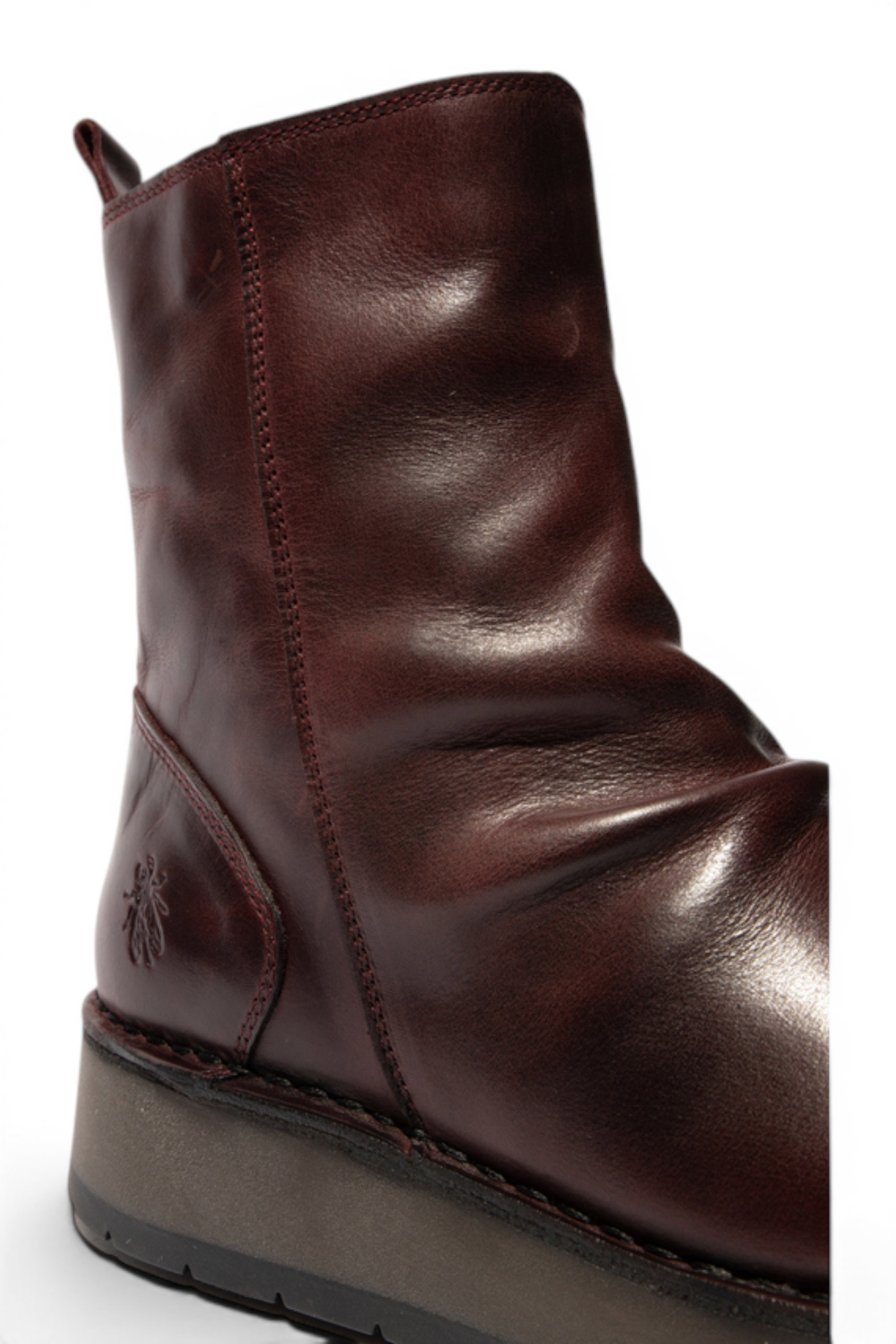 Wine Women's Leather Boots-RENO053FLY, Image 5 of 5