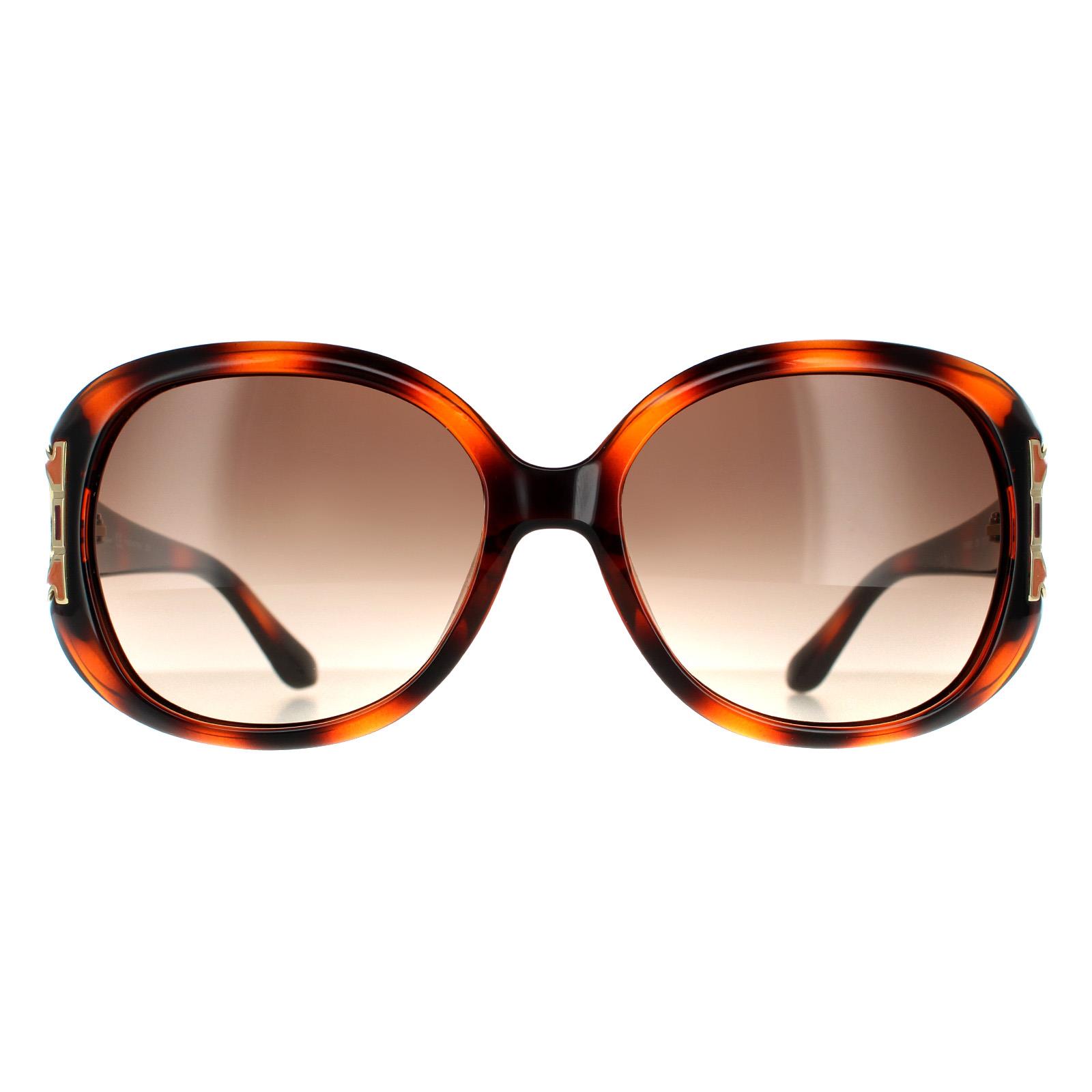 Brown Salvatore Ferragamo Brown Oval Tortoise Brown Gradient Sunglasses, Image 1 of 4