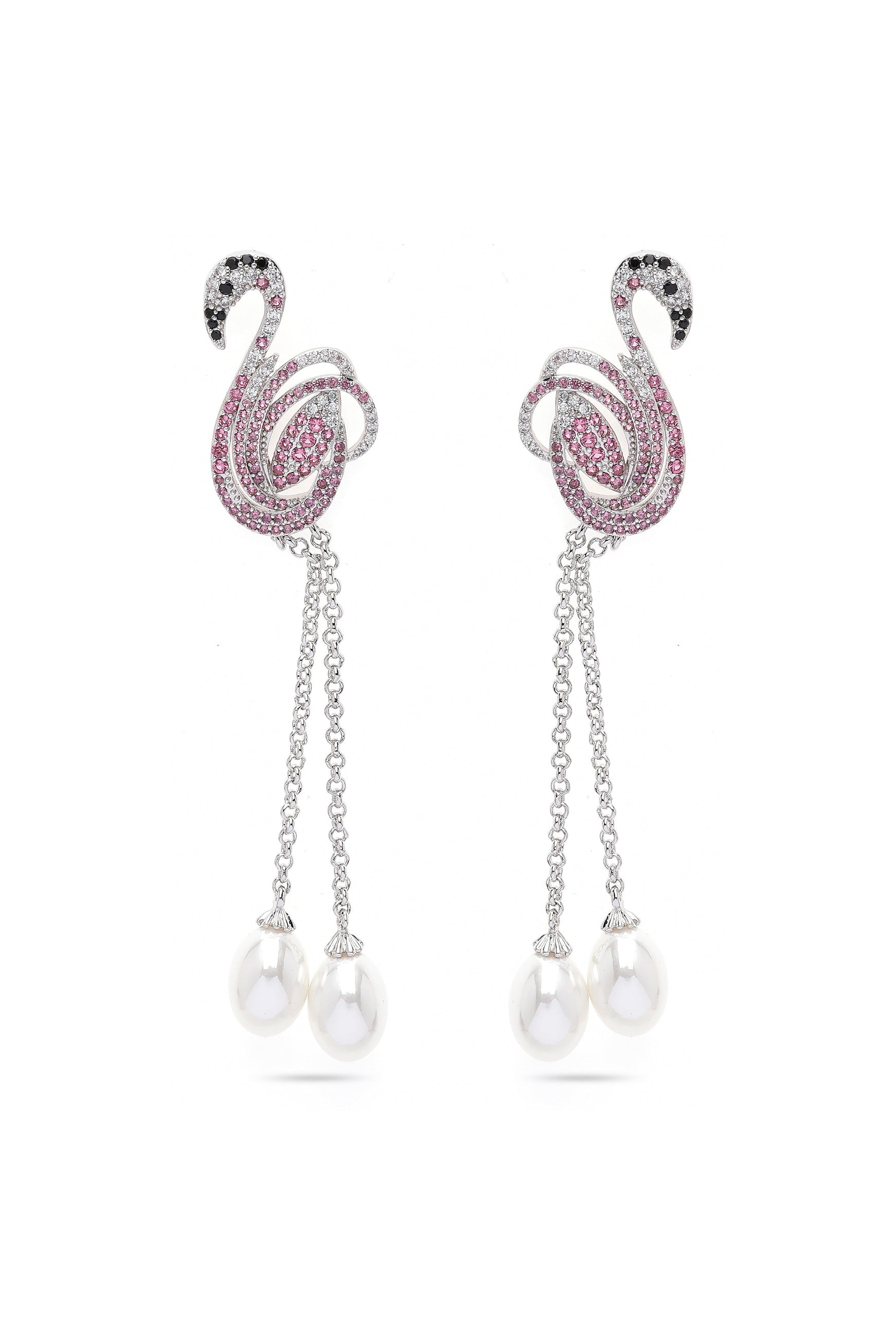 Pink Cute Swan Drop Earrings
