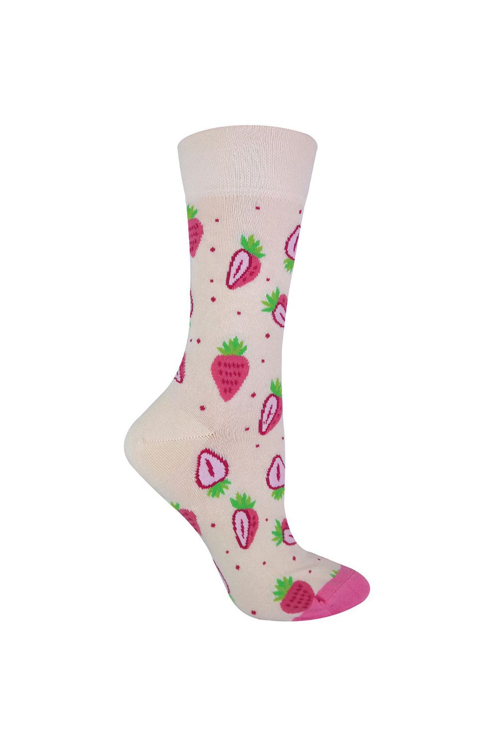 Pink 1 Pack Ladies Cotton Novelty Design Fruit Socks, Image 1 of 5