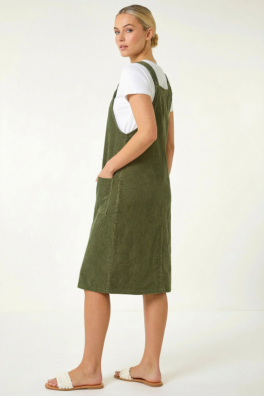 green emerald velvet dress NEVER FULLY DRESSED KHAKI SOPHIE PINAFORE DRESS