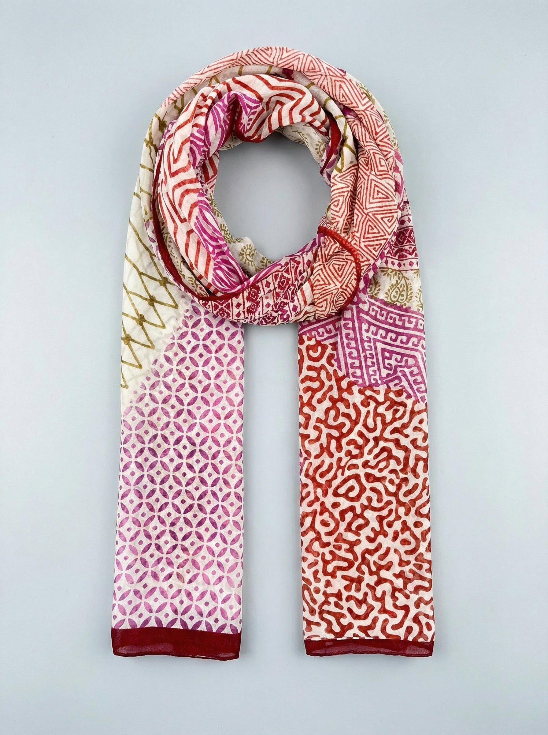 Multi Sarta Multi Mixed Print Lightweight Cotton Scarf, Image 2 of 4