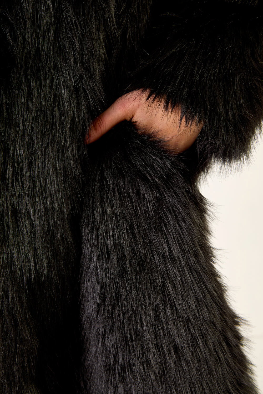 Black Premium Faux Fur Coat, Image 6 of 6