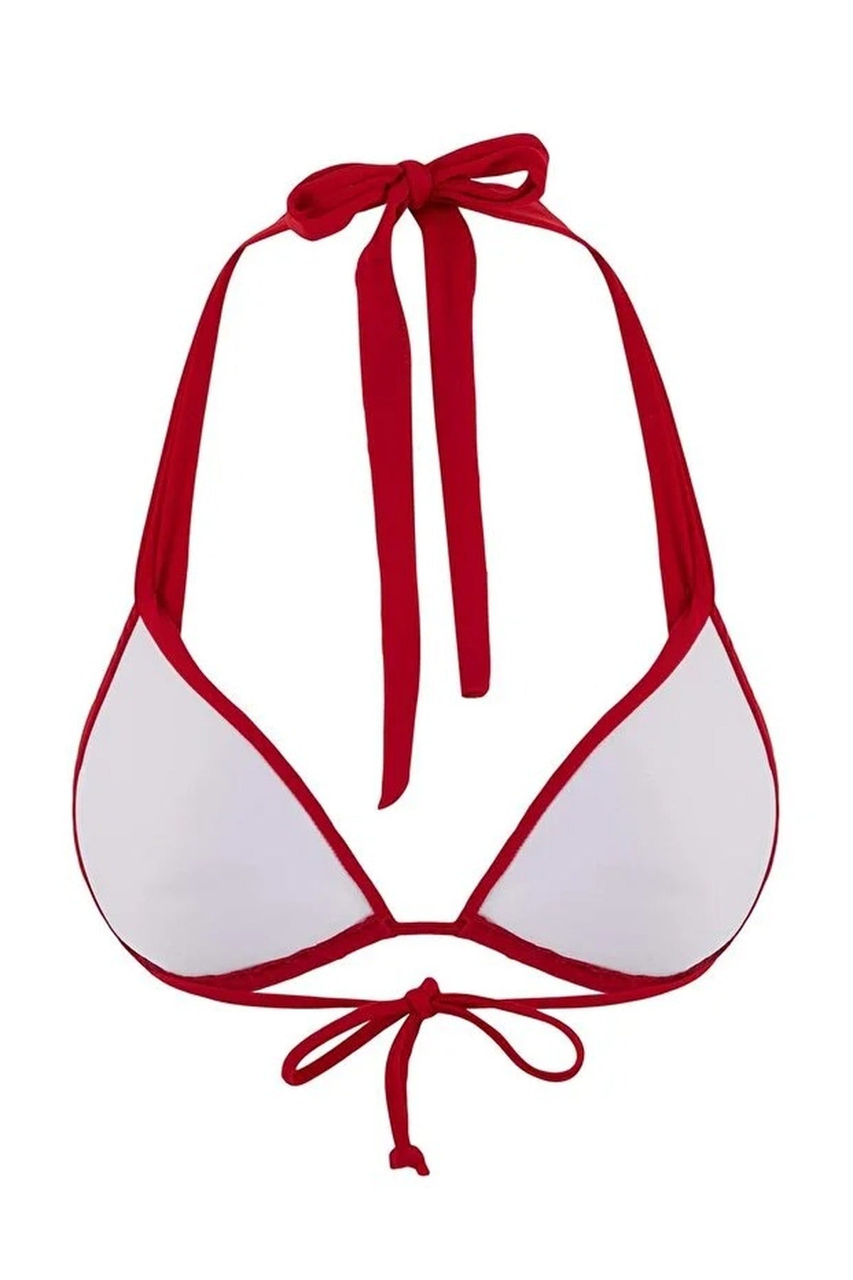 Red Tunnel Detail Halterneck Triangle Bikini Top, Image 3 of 5