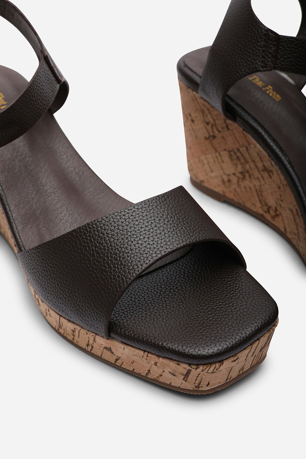 Dark Brown Where's That From Dark Brown Giselle Cork Platform Wedge, Image 5 of 5