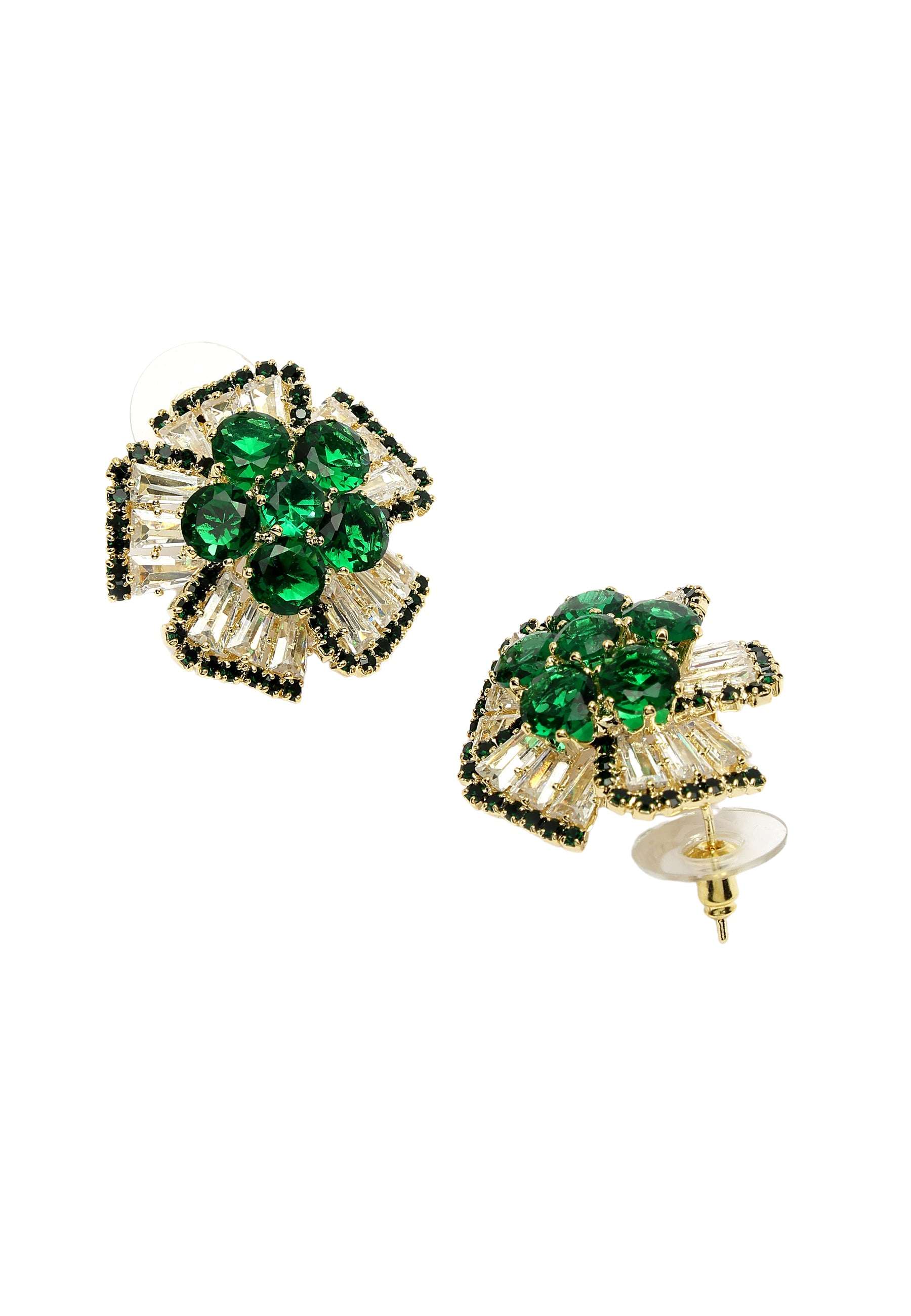 Green AVANT-GARDE PARIS Green Diva Collection Columbine Studs, Image 3 of 5