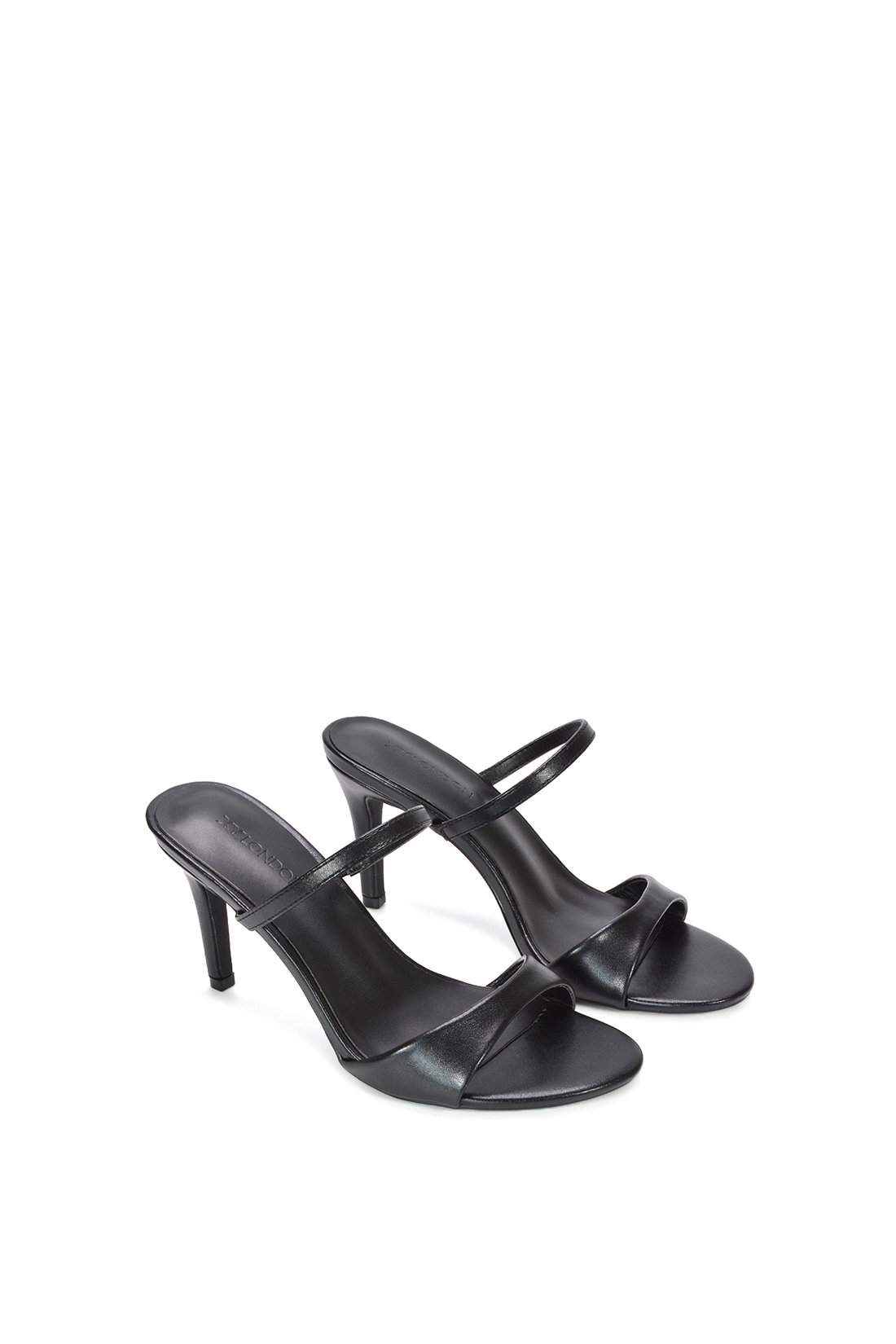 Black 'Kay' Slip On Stiletto Heel Mules With Open Toe, Image 5 of 6