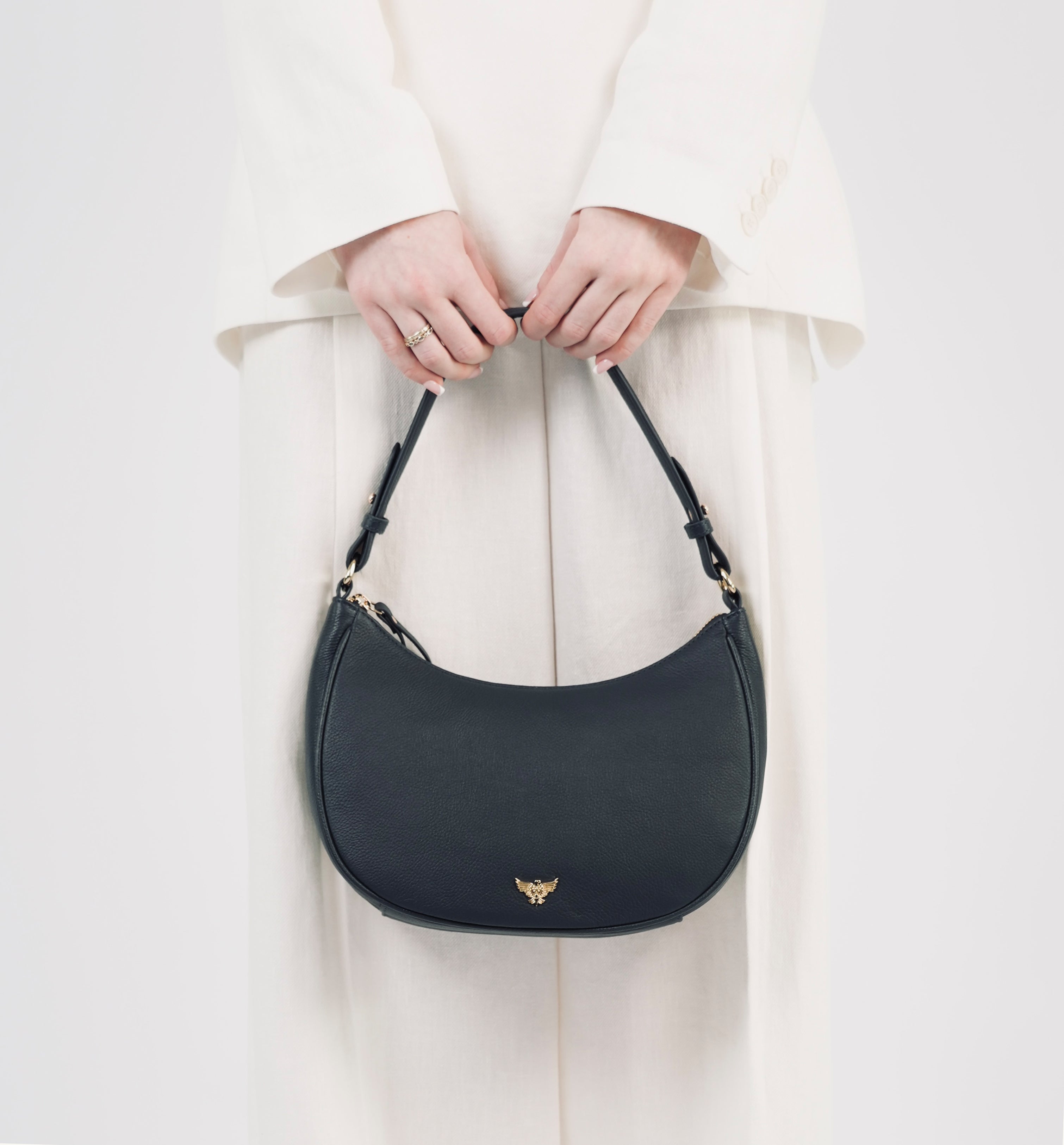 Navy The Lucy Navy Leather Bag, Image 8 of 8