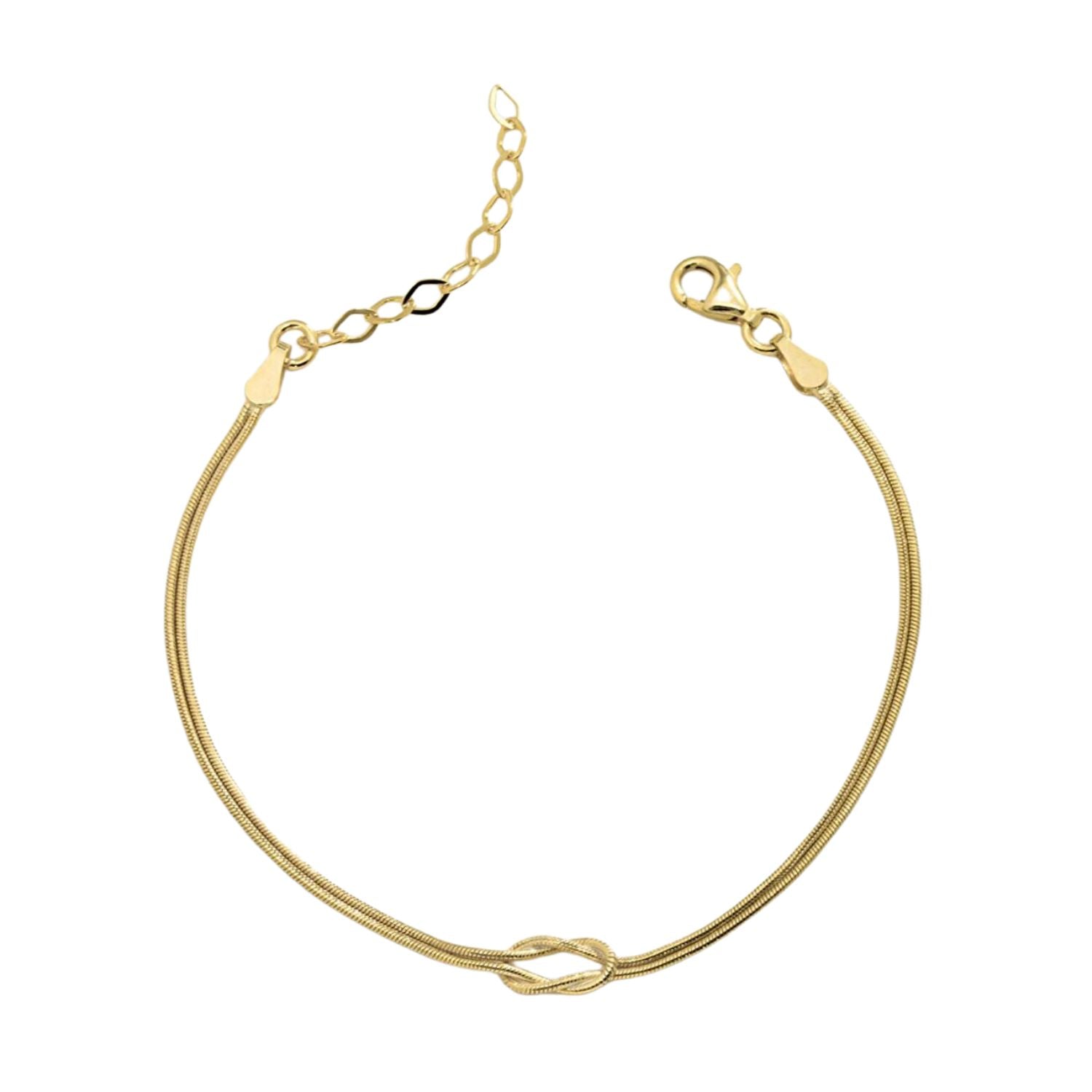 Gold Sterling Silver Snake Chain Knot Bracelet, Image 1 of 4