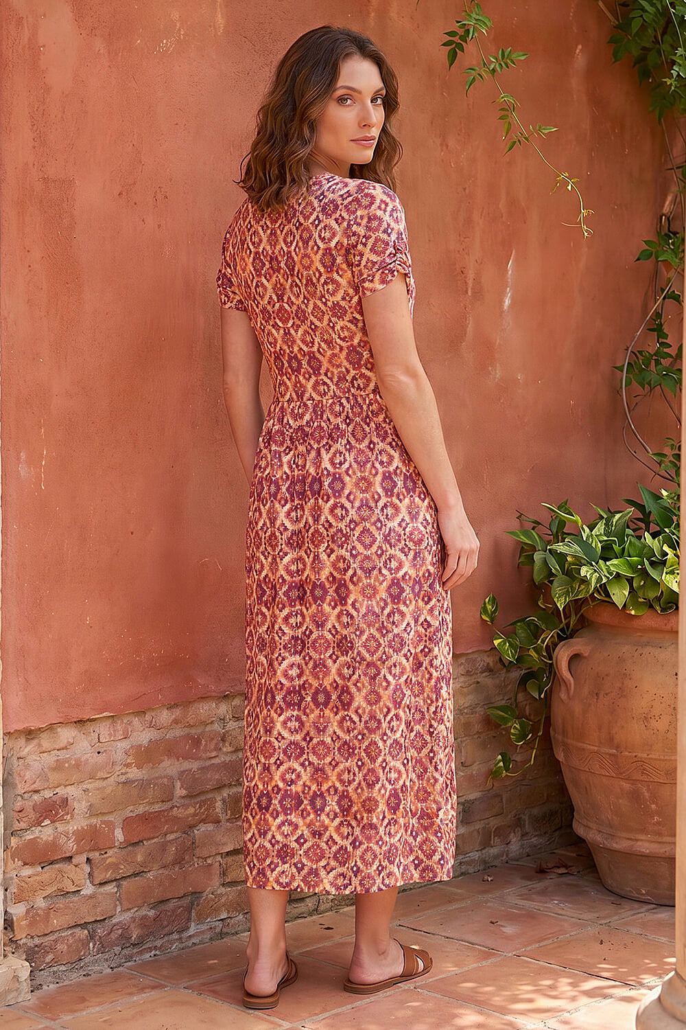 ORANGE Petite Abstract Midi Dress, Image 4 of 4