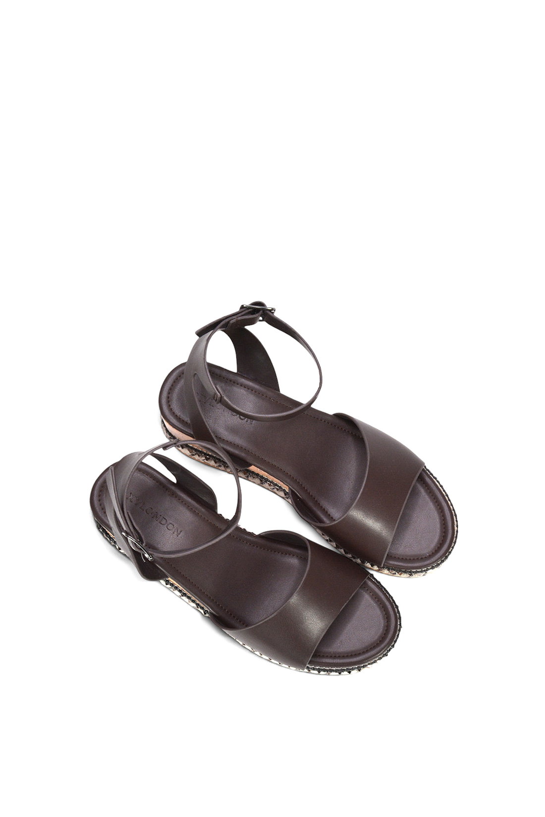 Brown XY LONDON Brown Platform Chunky Wedge Flatform Sandals With Ankle Strap, Image 6 of 6