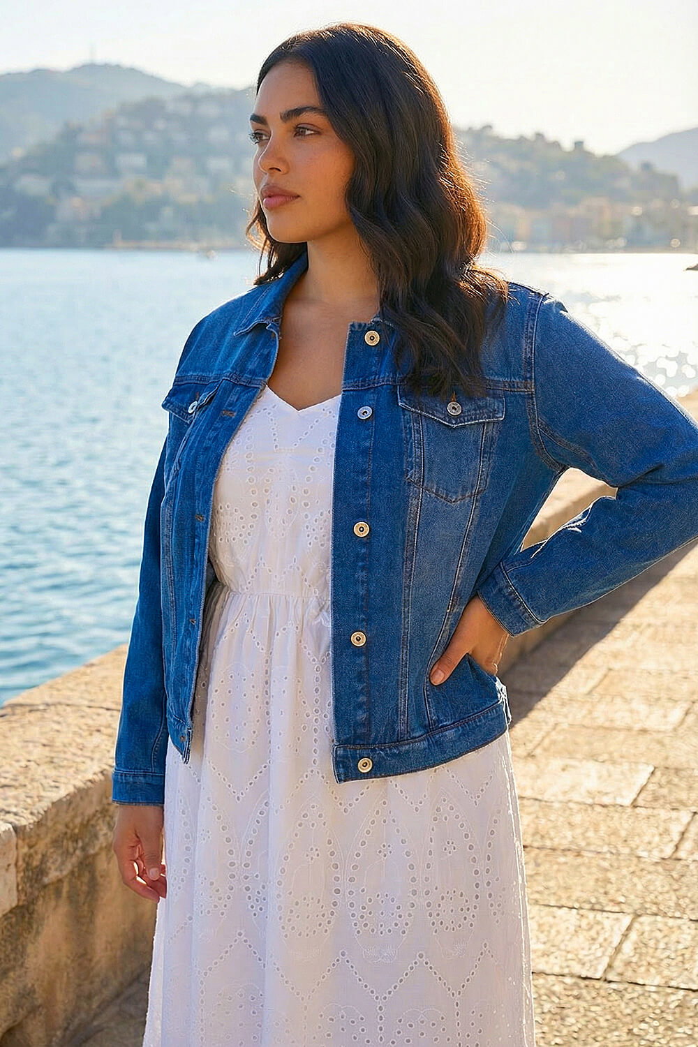 Roman Curve Women's Denim Cotton Jacket Size 30-32