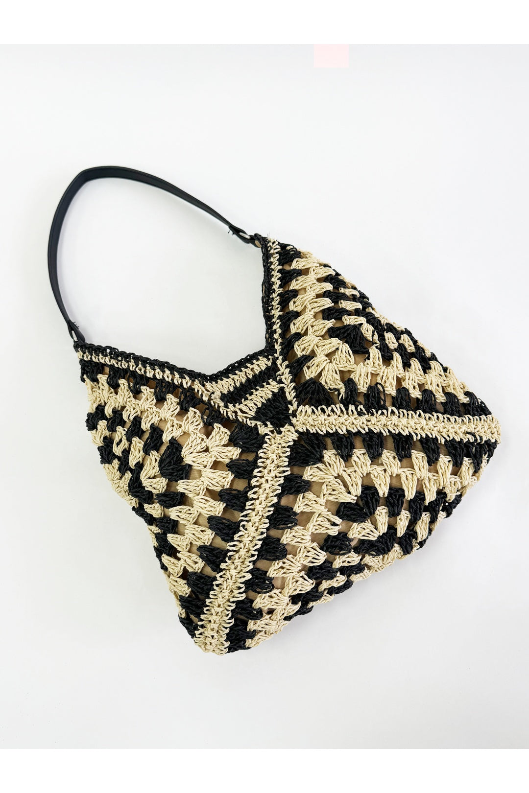 Black Black Woven Straw Shoulder Bag, Image 1 of 5