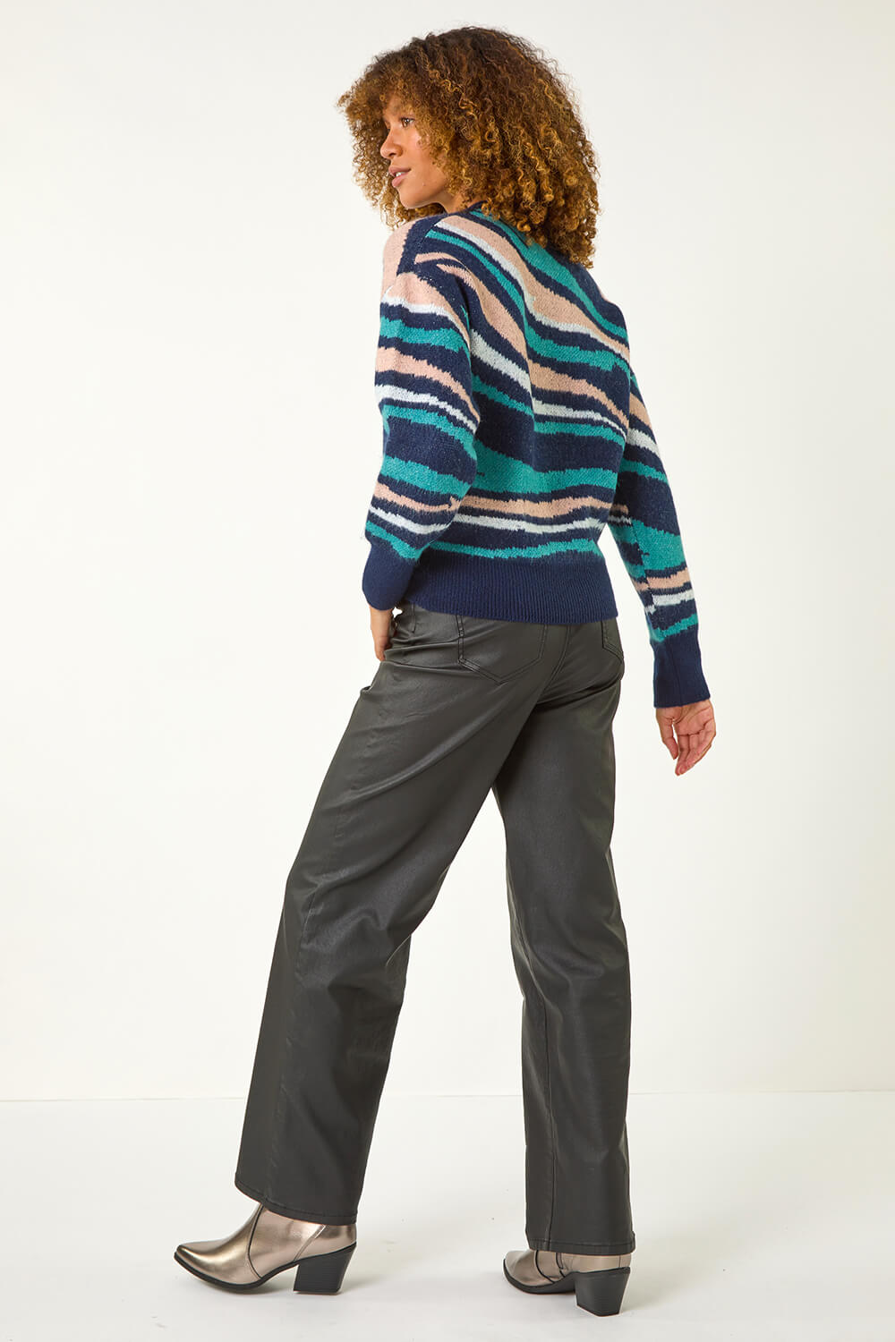 Teal Sequin Animal Print Jumper, Image 4 of 5