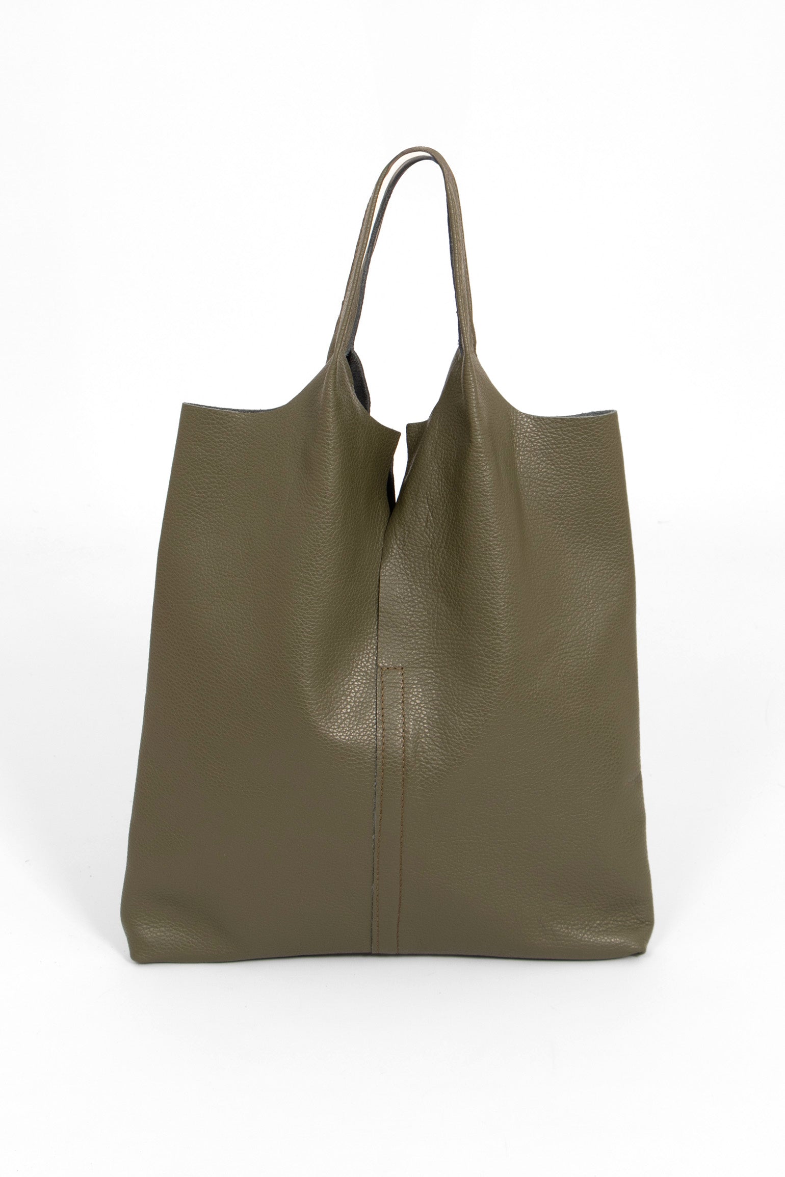 Khaki Italian Leather Shoulder Bag, Image 1 of 4