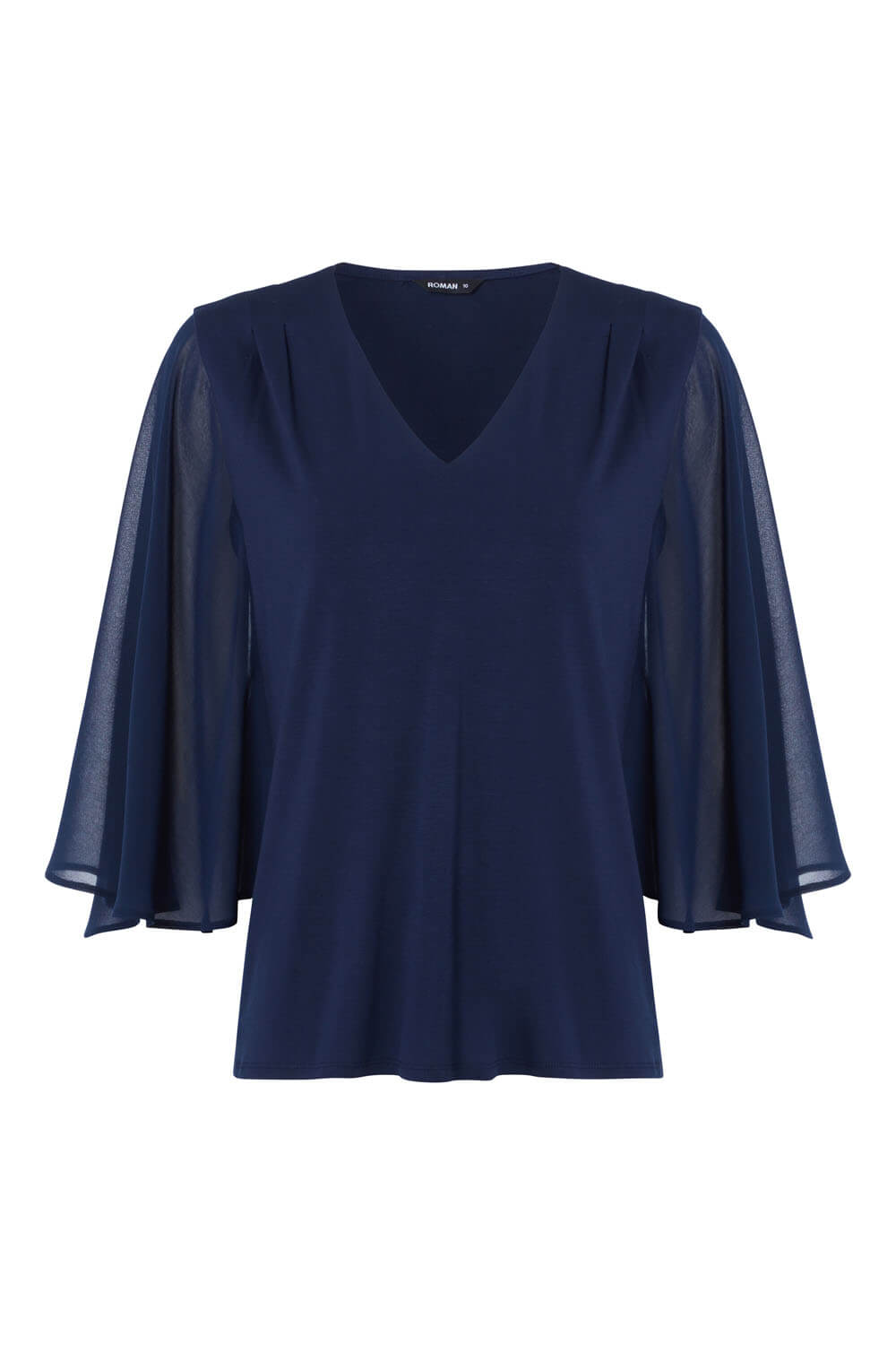 Navy Chiffon Sleeve Top, Image 5 of 8