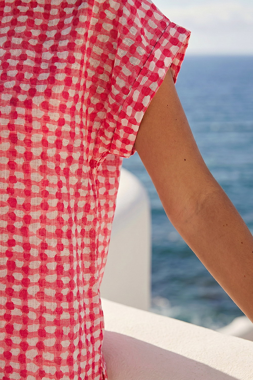 Red Spotted Dot Print Shell Top, Image 5 of 4