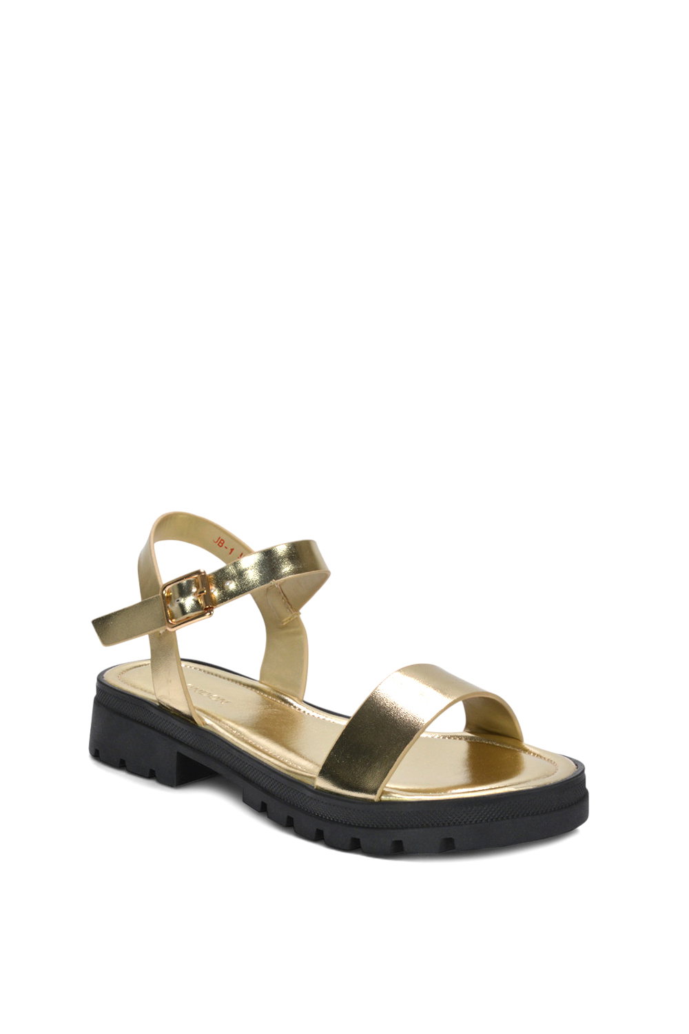 Gold XY LONDON Gold 'Sorella' Low Heel Chunky Sandals With Ankle Strap, Image 2 of 6