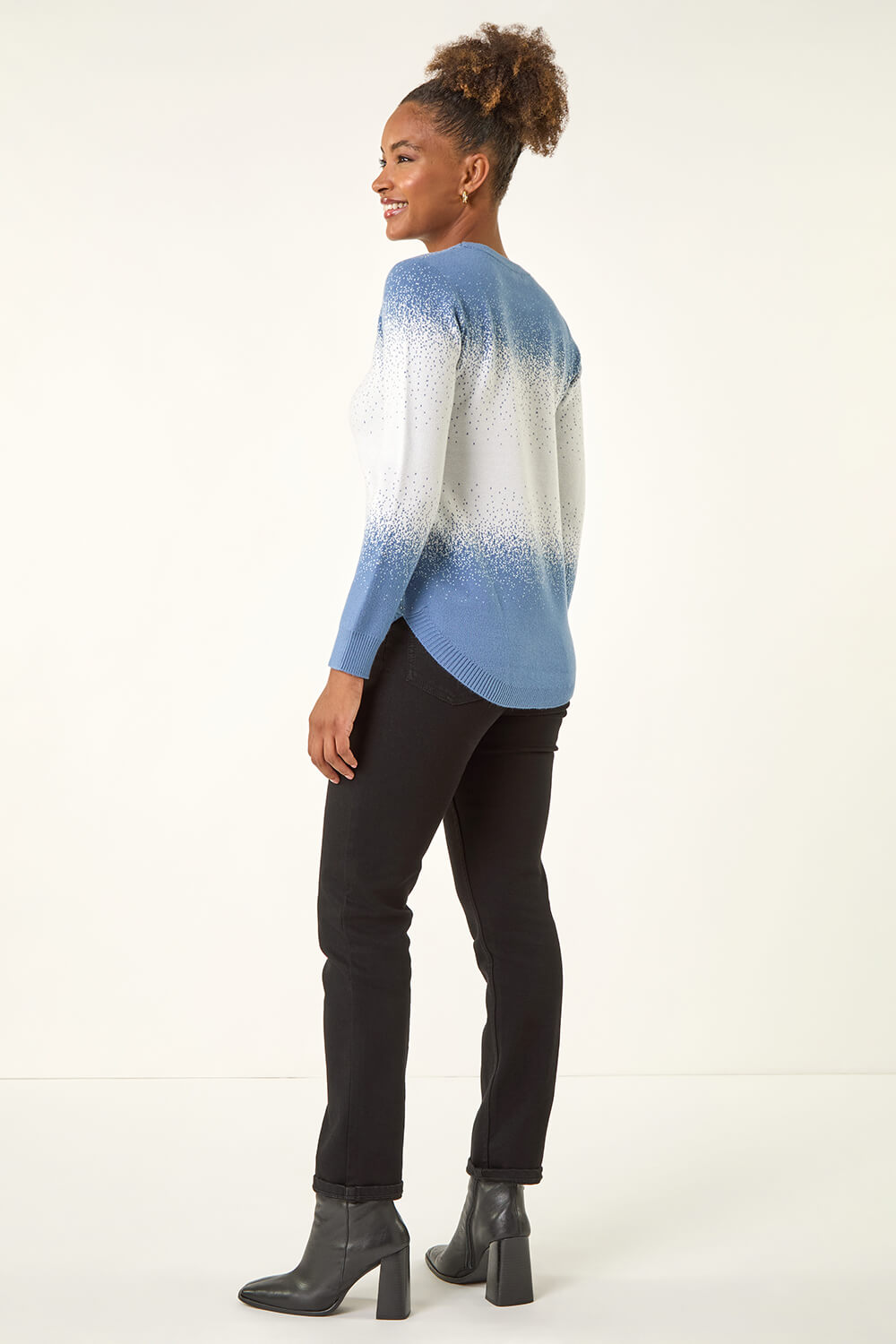 Light Blue  Ombre Soft Knit Jumper, Image 4 of 5