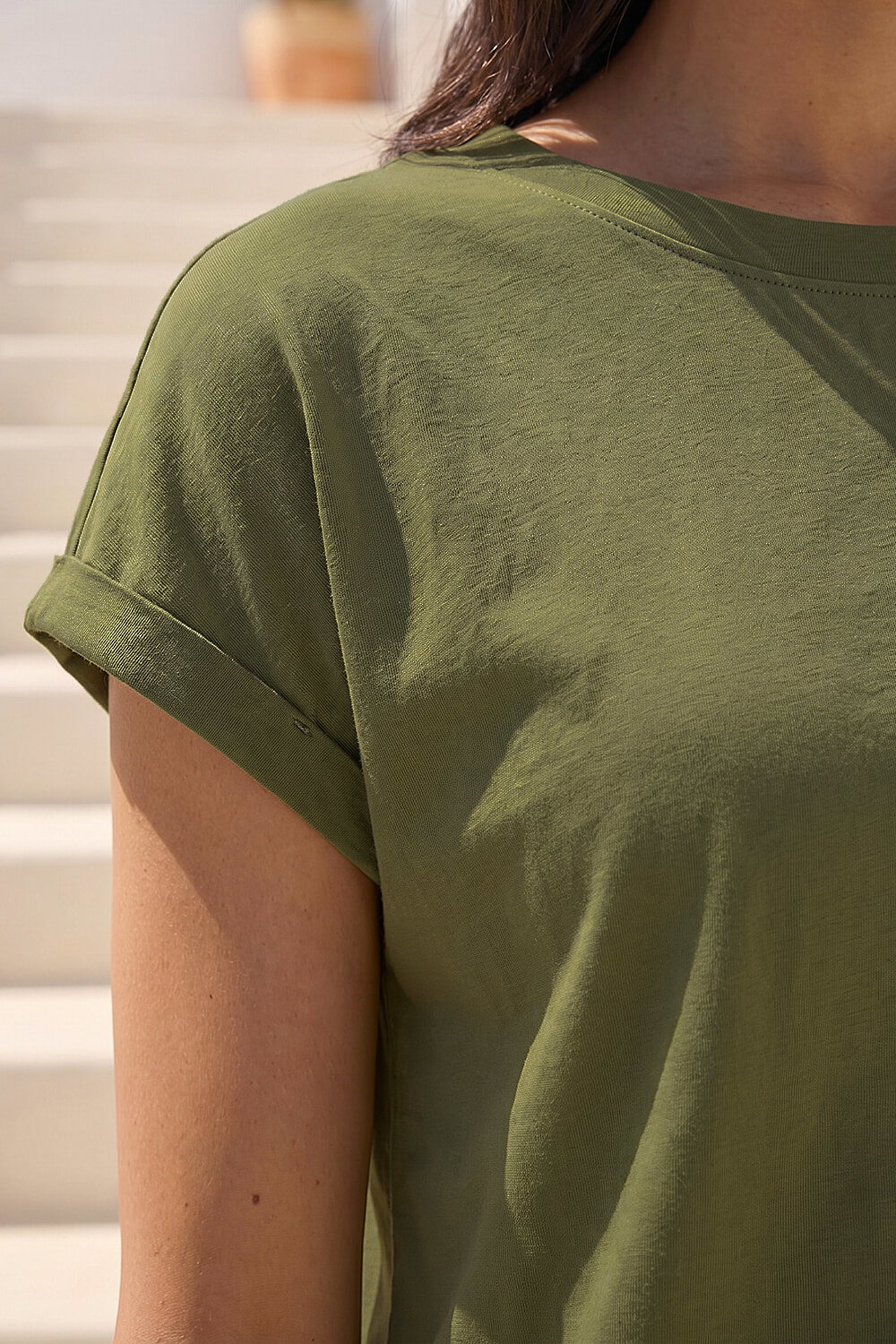 Olive Stretch Cotton Jersey T-Shirt, Image 5 of 4