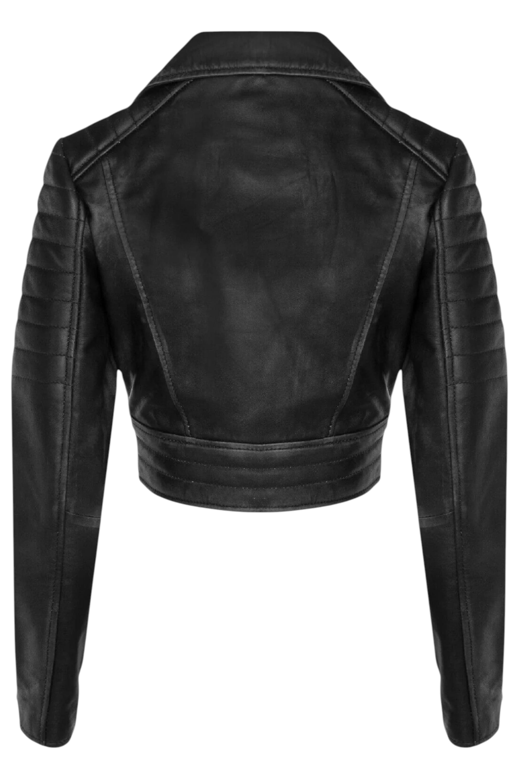 Black Cropped Brando Leather Biker Jacket, Image 5 of 7