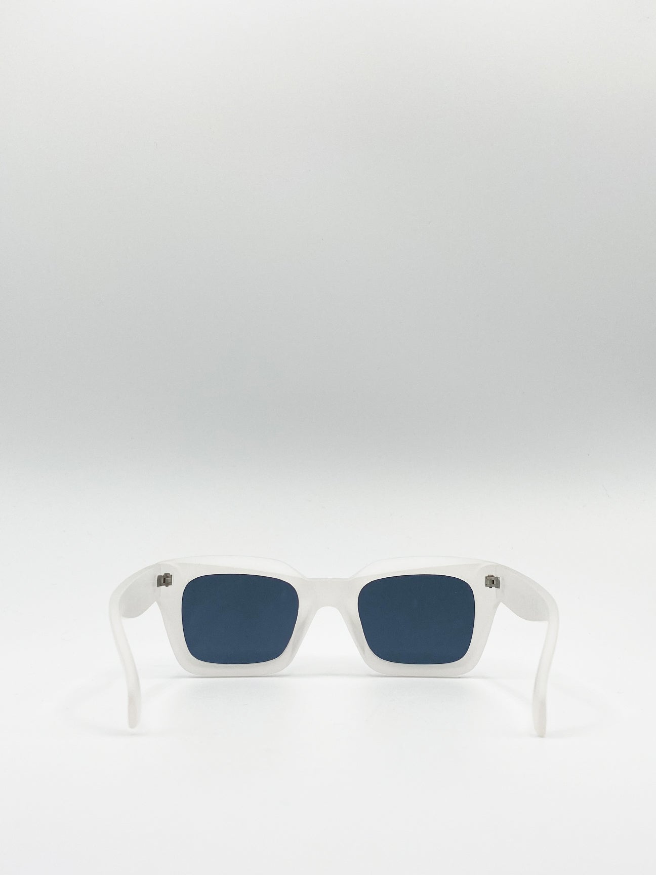 White Oversized Matte Clear Frame Cat Eye Sunglasses, Image 4 of 4