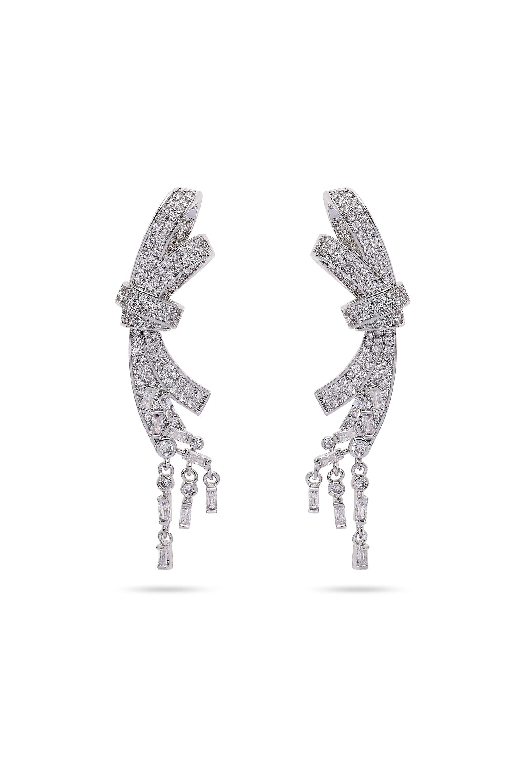 Metallic Dramatic Bow-Shaped Drop Earrings