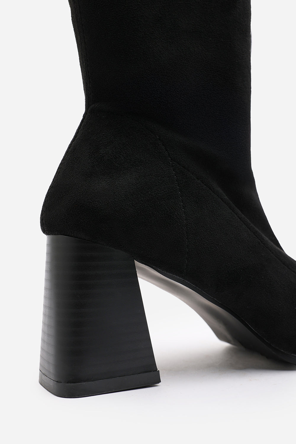 Black 'Yasmine' Stretch Calf Block Heel Boots, Image 4 of 5