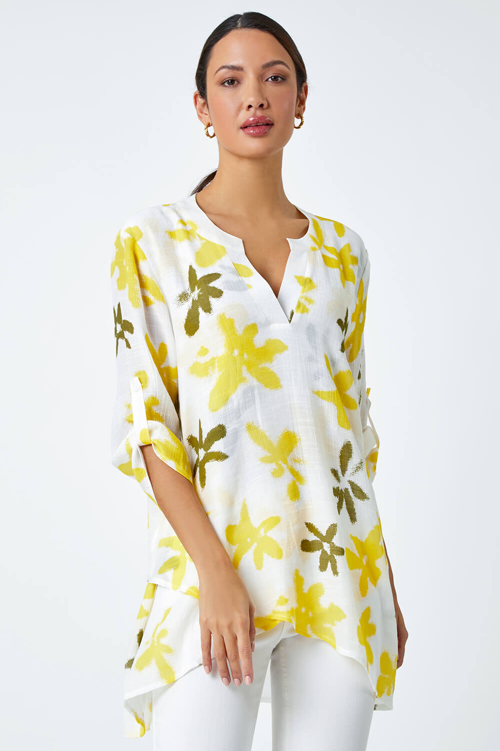 Janice Top with Stripes & Flower Print