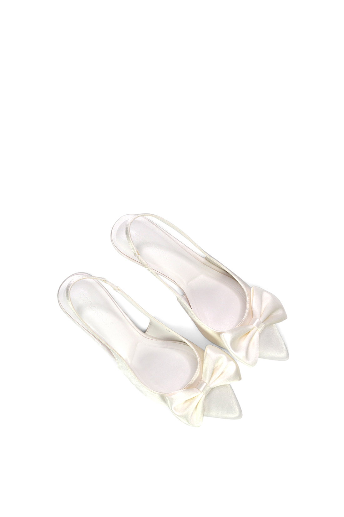 Ivory XY LONDON Ivory Slingback Kitten Heel Bow Pointed Toe Bridal Court Shoes, Image 6 of 6