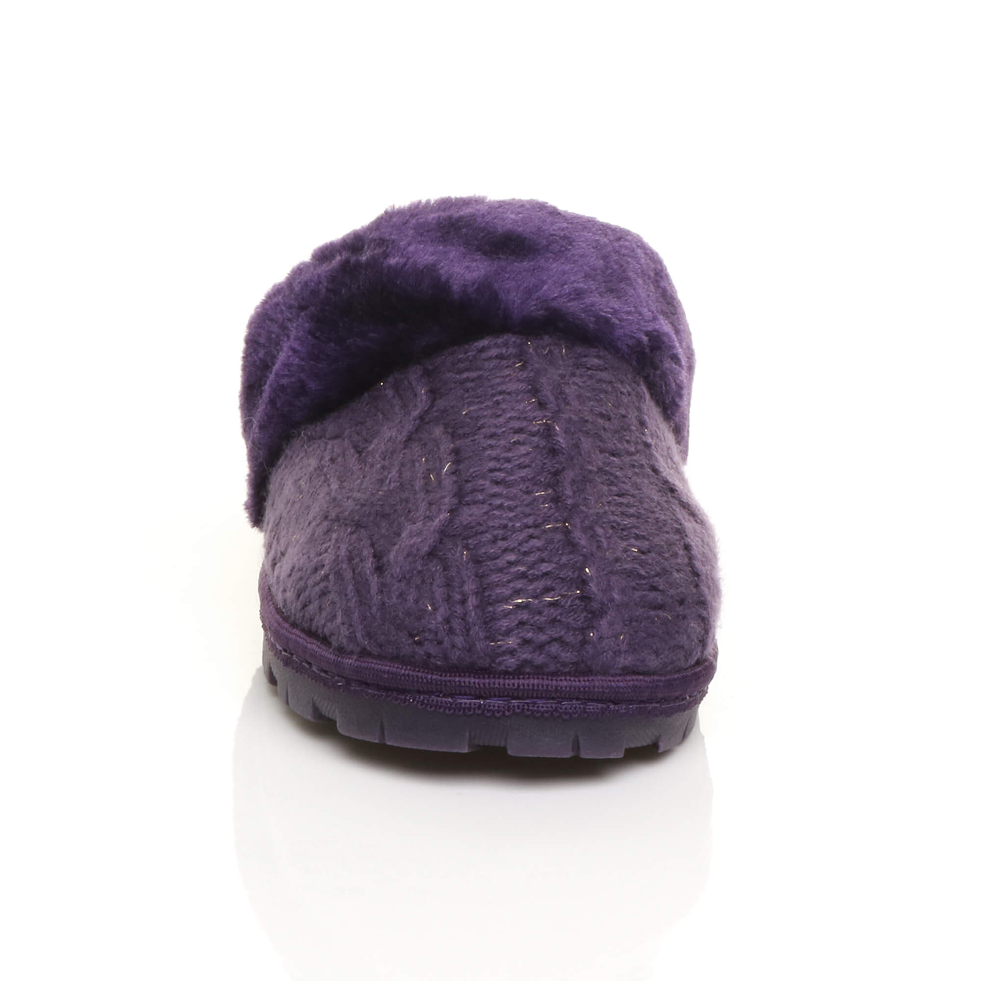 Purple AJVANI Purple Glitter Knitted Mules Slippers, Image 5 of 5