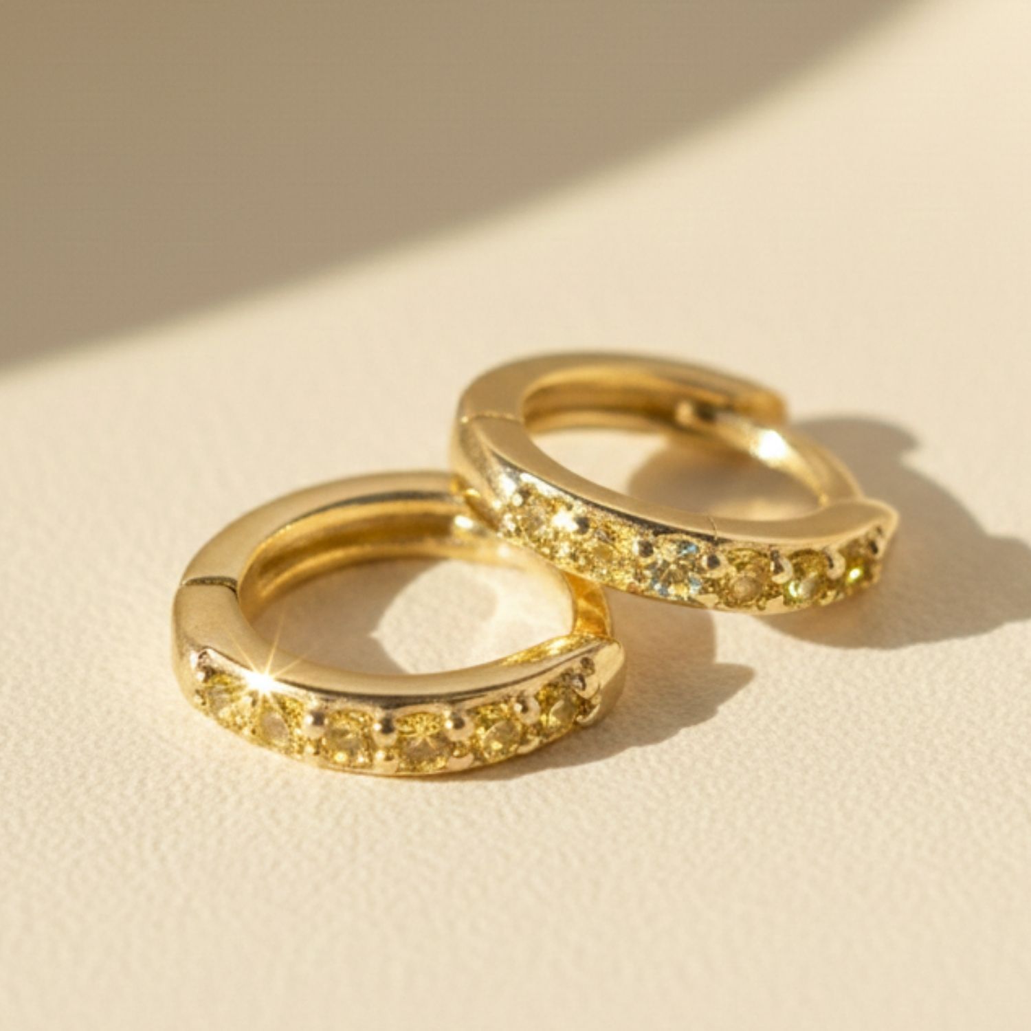 Orange Citrine November Birthstone Small Huggie Hoop Earrings