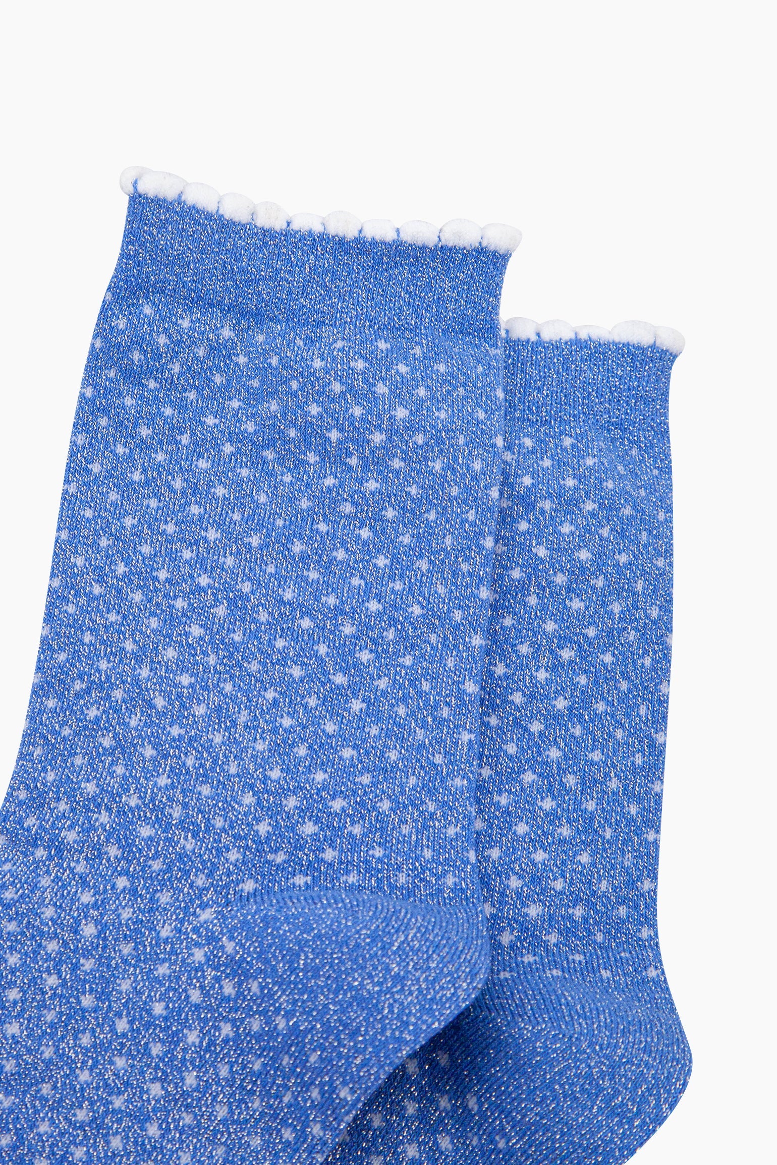 Blue Sock Talk Blue Polka Dots Combed Cotton Glitter Socks, Image 2 of 4