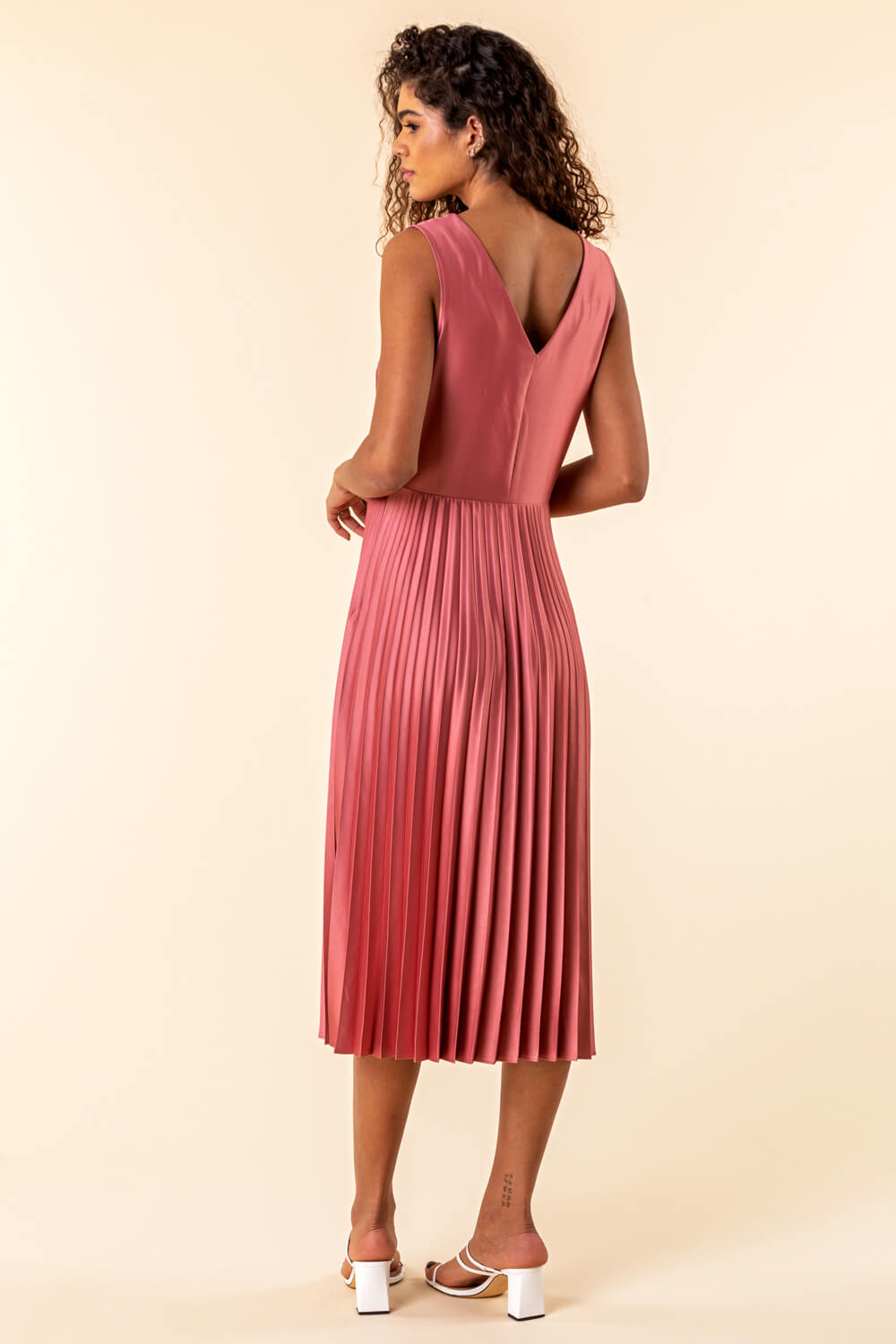 Rose Pleated Midi Wrap Dress, Image 3 of 4