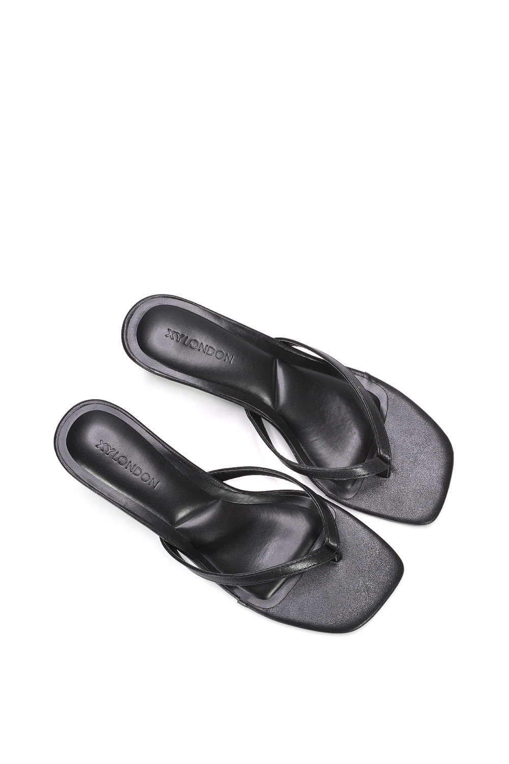 Black XY LONDON Black 'Violet' Slip On Flip Flop Kitten Heel Mule Heeled Sandals, Image 6 of 6