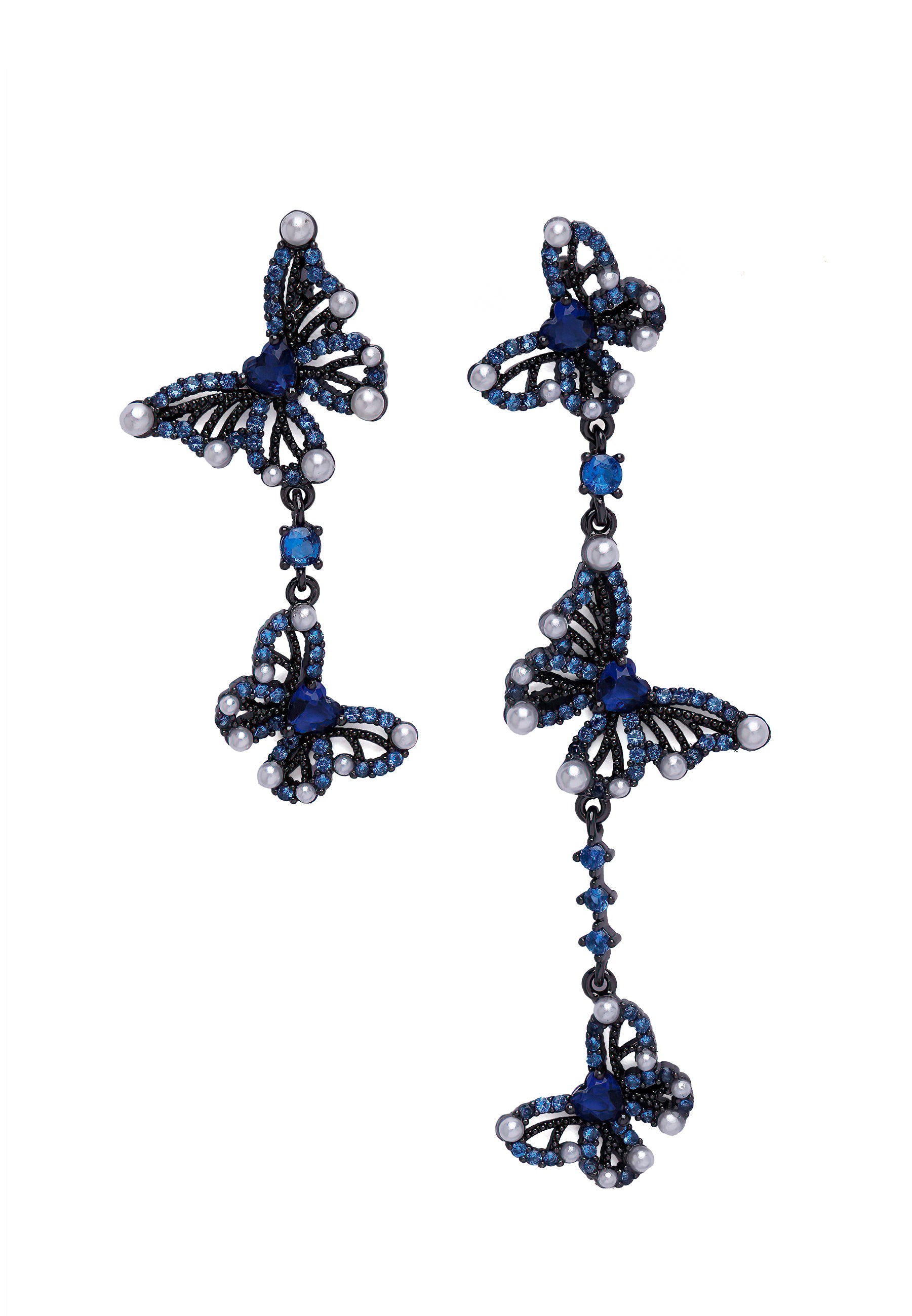 Blue Diva Modern Asymmetric Butterfly Earrings