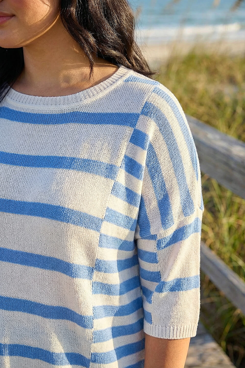 Blue Curve Stripe Knit Jumper, Image 5 of 4