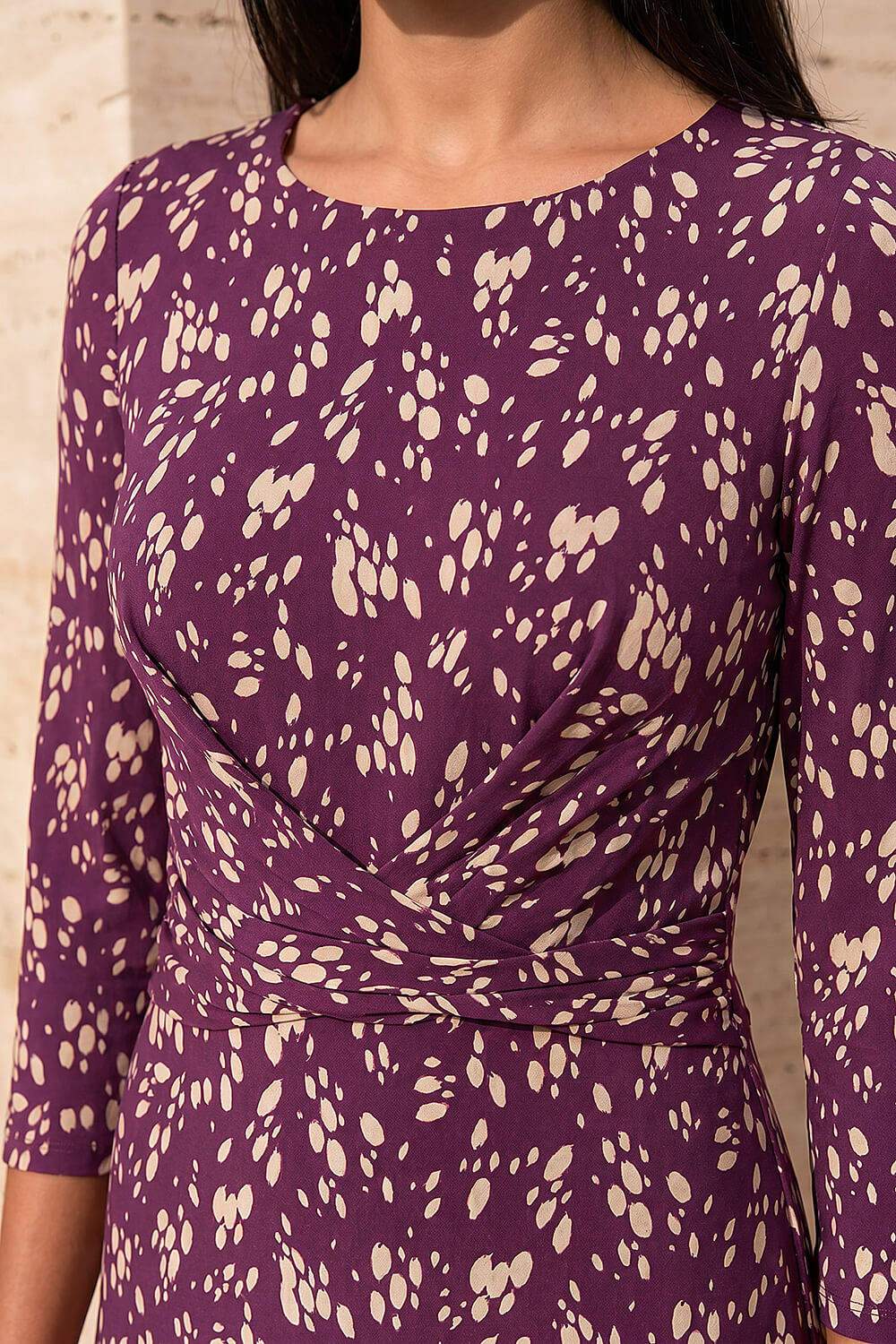 Wine Petite Twist Front Dress, Image 5 of 4