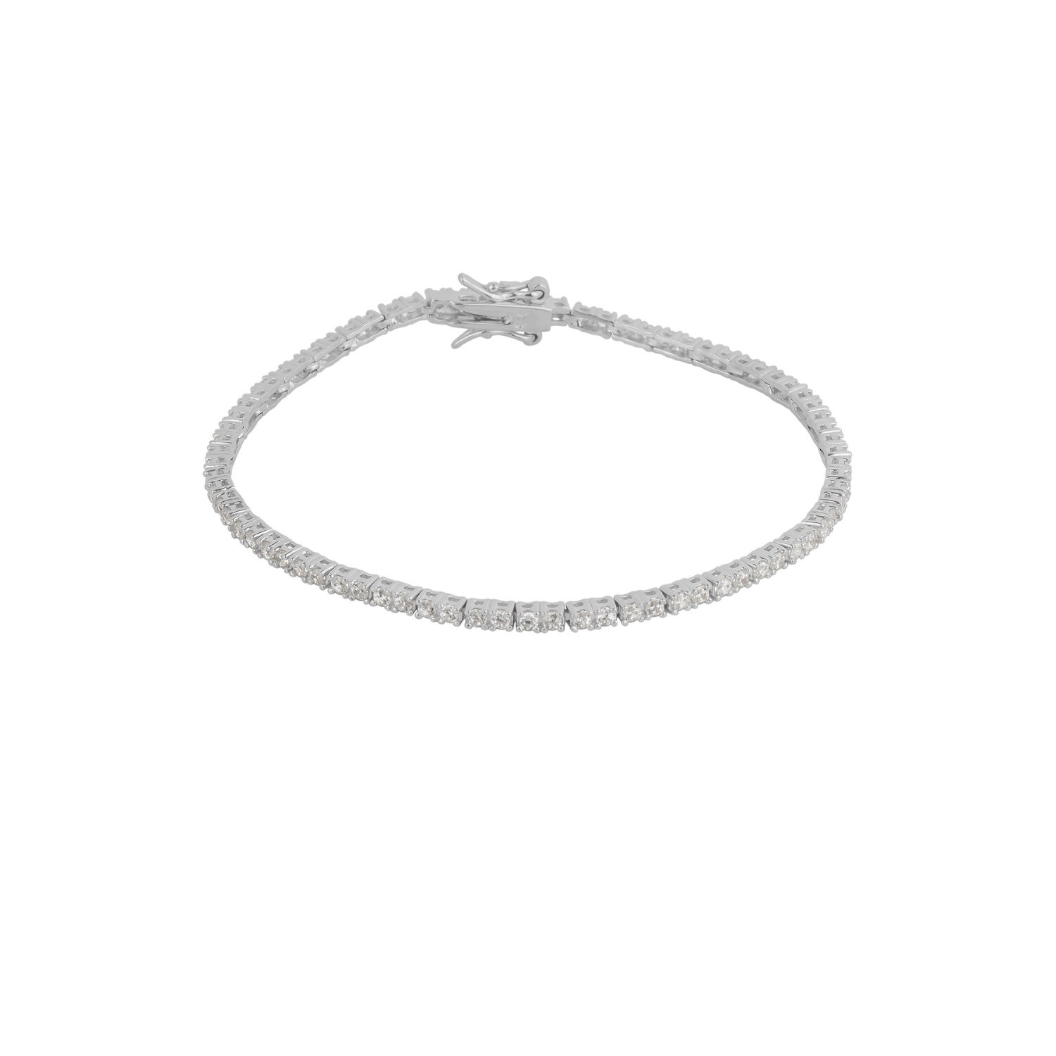 Silver Sterling Silver Fine Tennis Bracelet, Image 1 of 4