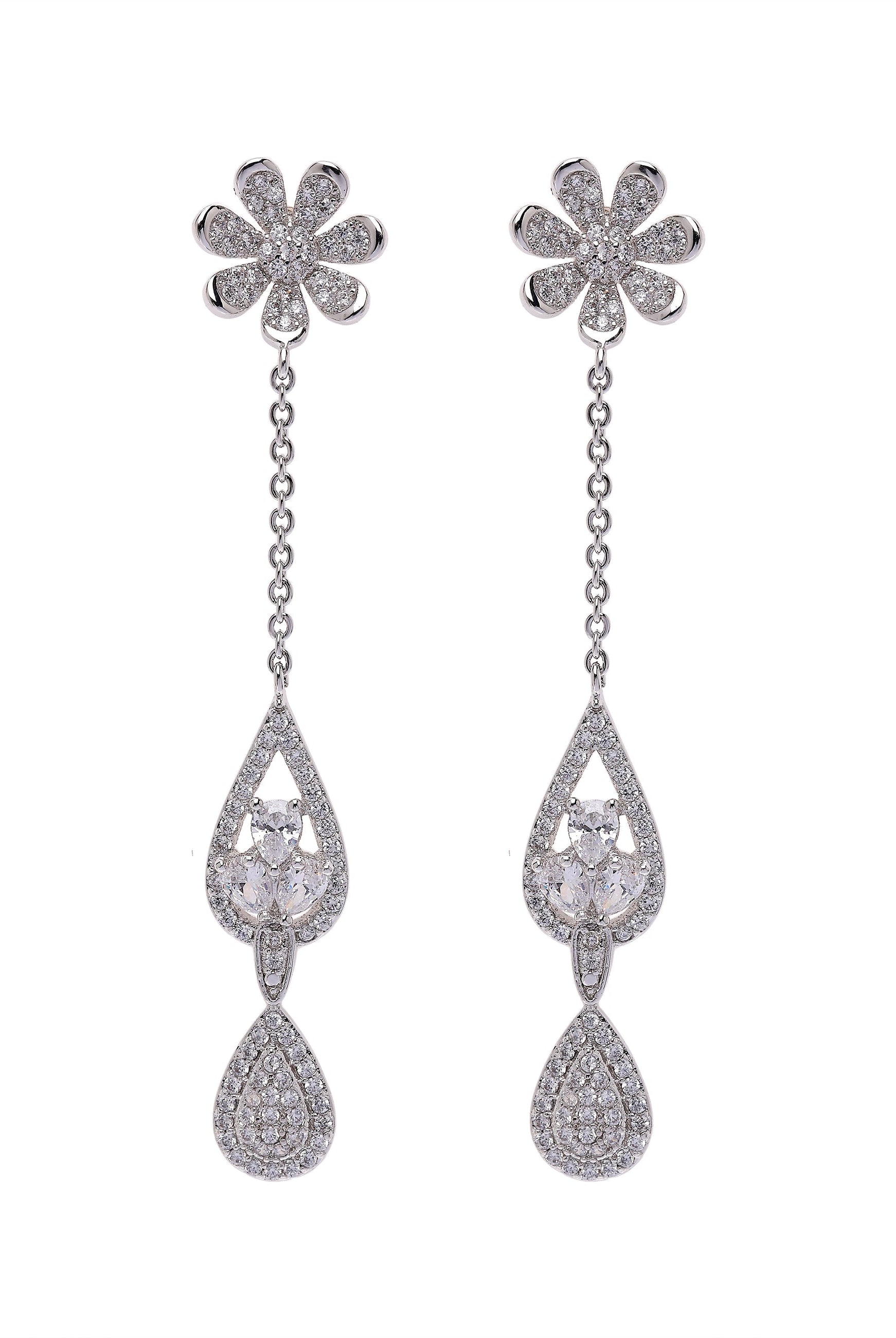 Metallic Classy Floral Drop Earrings