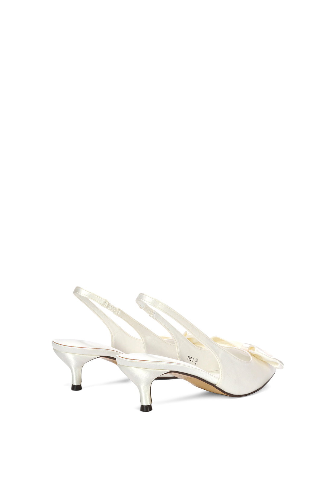Ivory XY LONDON Ivory Slingback Kitten Heel Bow Pointed Toe Bridal Court Shoes, Image 4 of 6