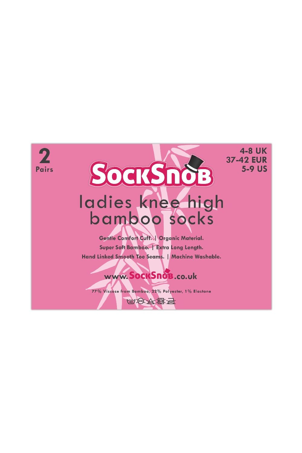 Grey 2 Pack Ladies Extra Long Patterned Knee High Bamboo Socks, Image 2 of 5
