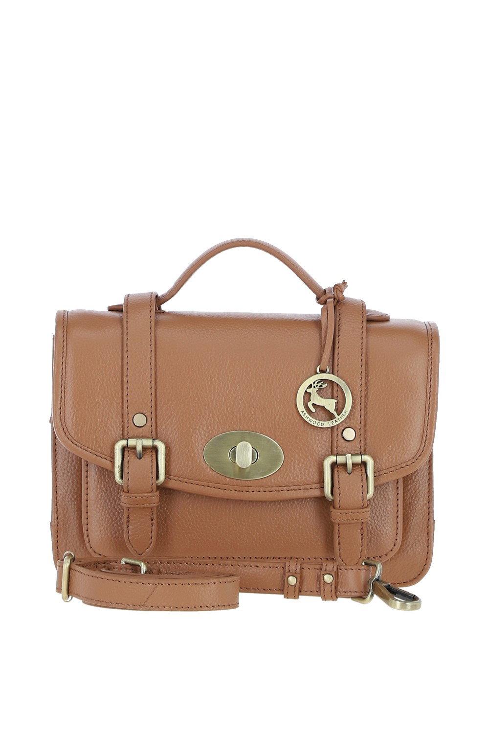 Camel Ashwood Leather Camel Stylish Real Leather Large Satchel Bag, Image 1 of 4