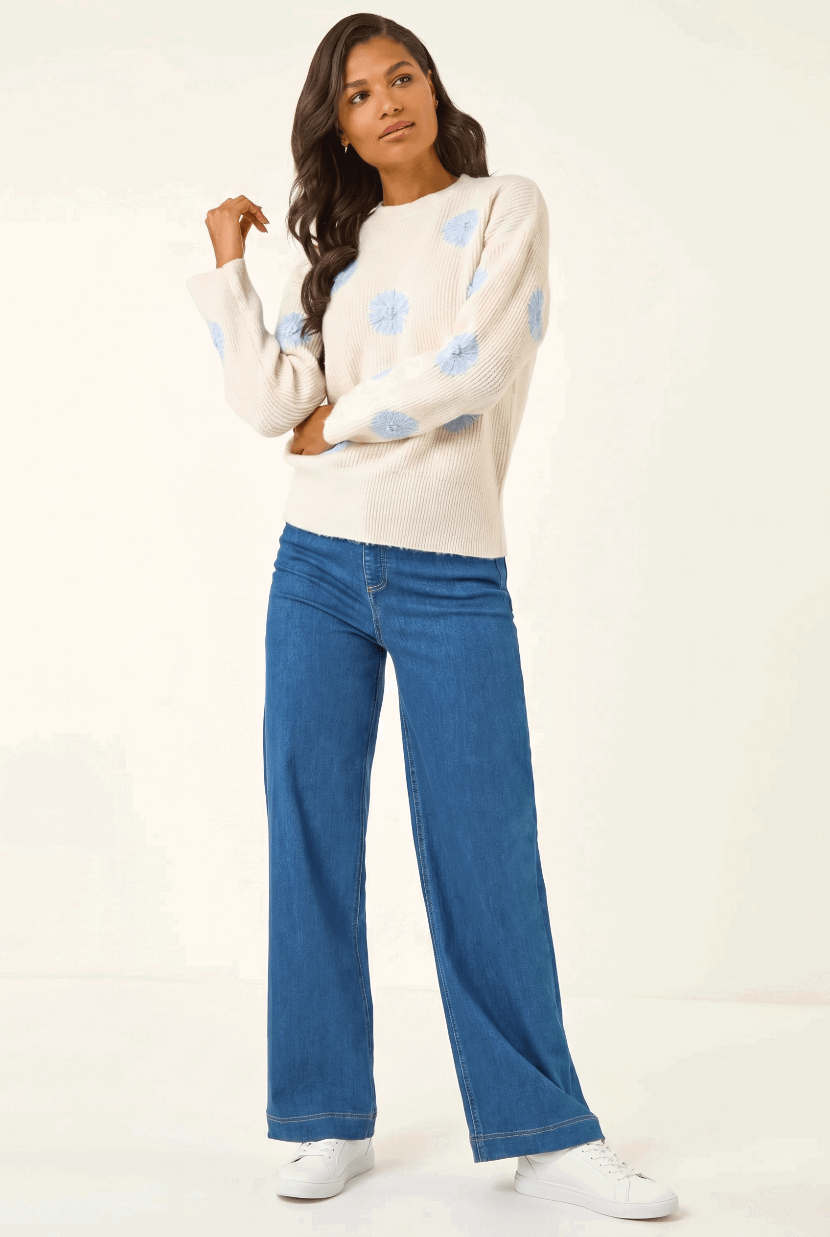 Ivory Scattered Flower Knit Jumper, Image 3 of 5