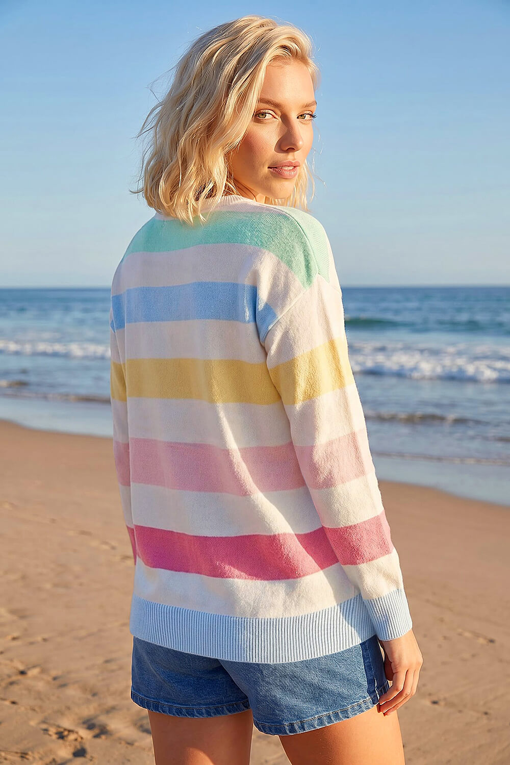 Ivory Petite Stripe Knit Jumper, Image 4 of 4