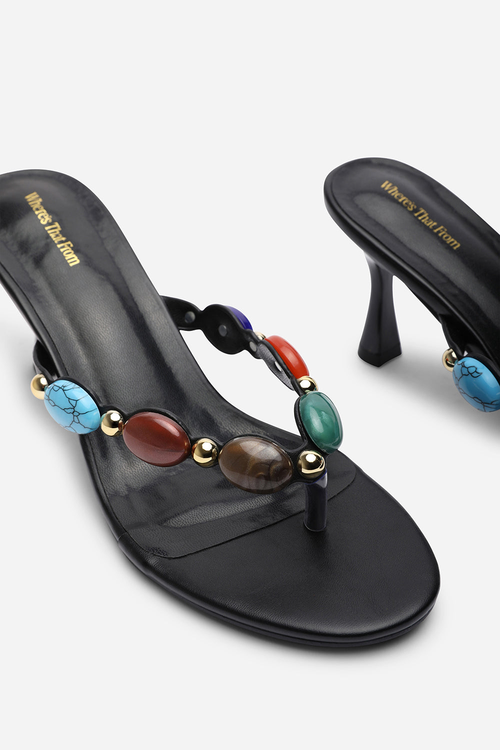 Black Electra Jewel Embellished Heeled Sandals, Image 5 of 6
