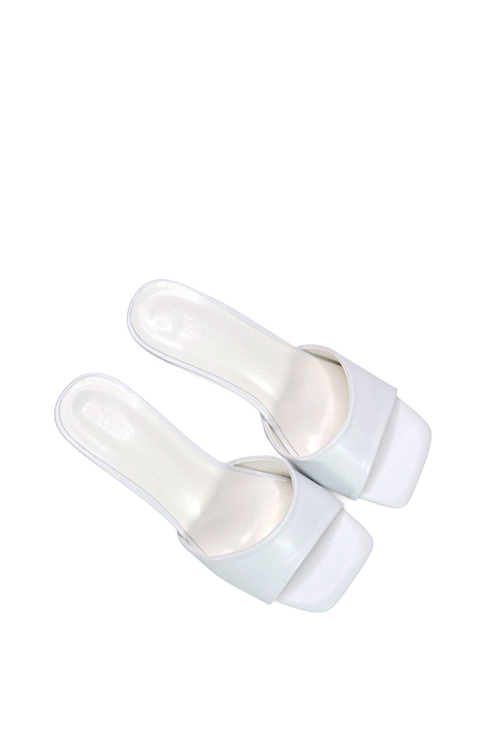 White XY LONDON White 'Pearl' Square Toe Stiletto Kitten Heel Mule Sandals, Image 6 of 6
